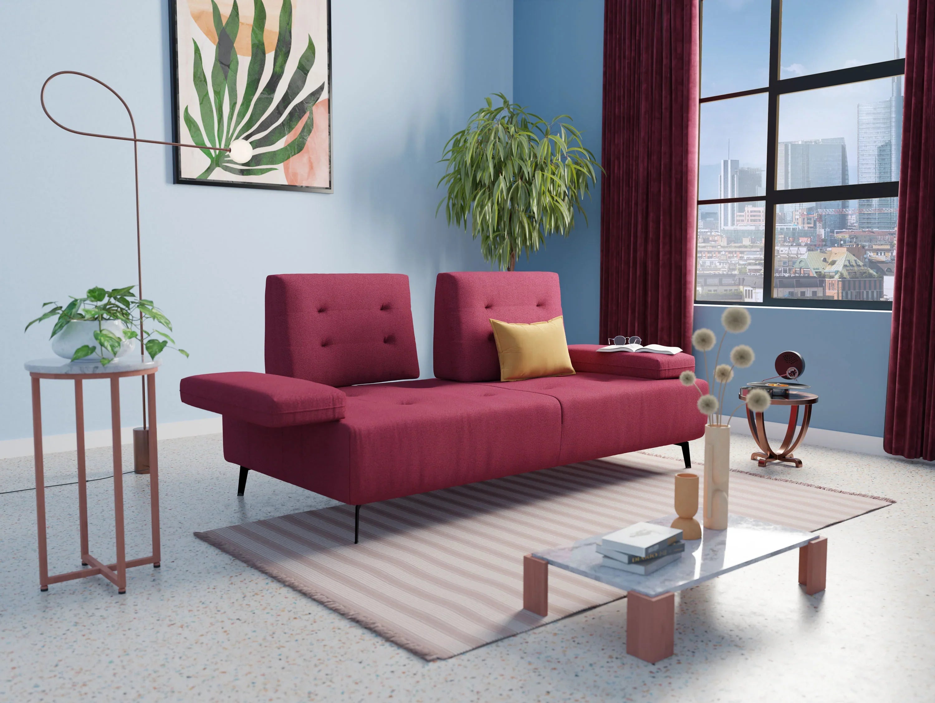 Divani lineari rossi