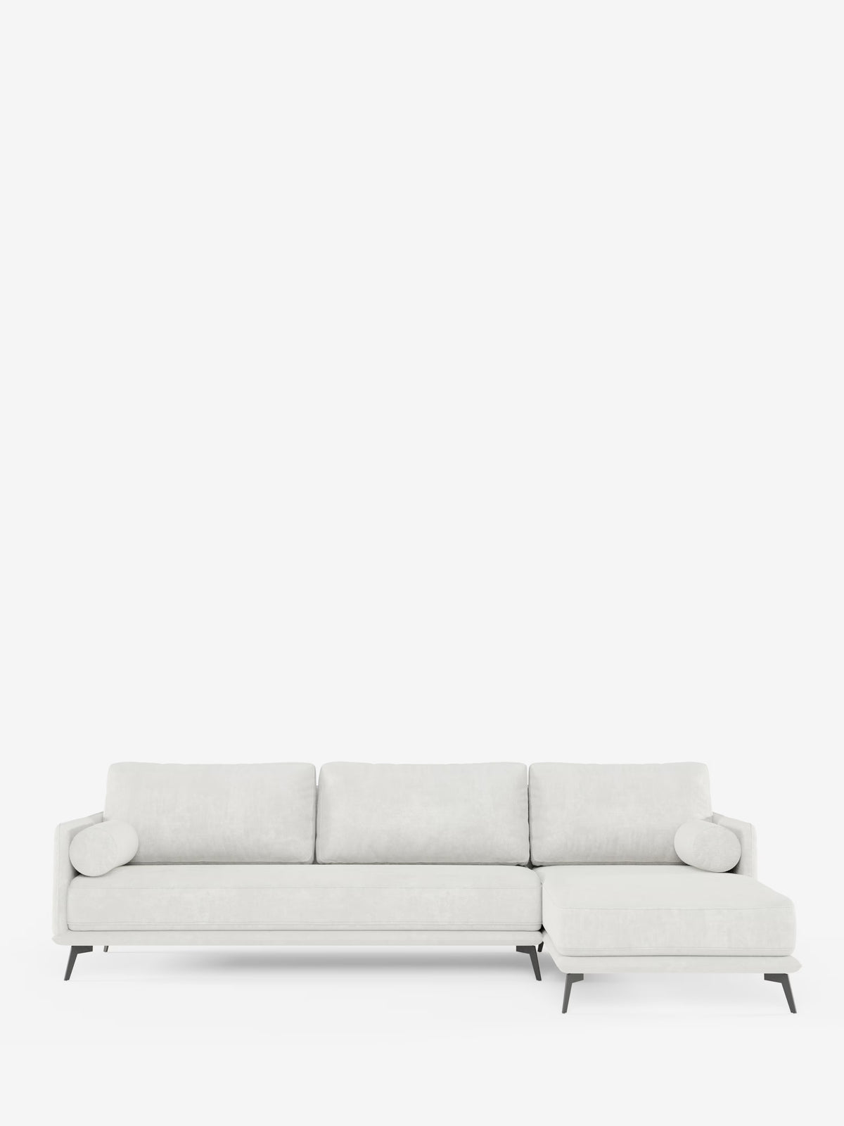 Basalto – Modernes Ecksofa mit Halbinsel– Metallgestell und daunenkissenmit fleckenabweisendem Bezug T31