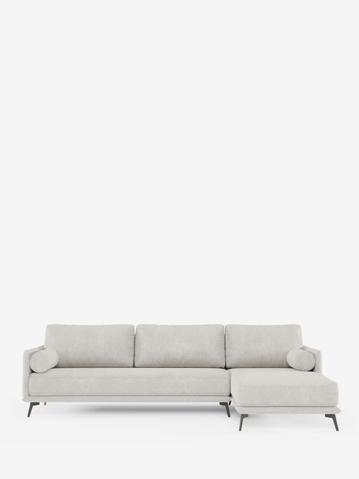 Basalto – Modernes Ecksofa mit Halbinsel– Metallgestell und daunenkissenmit fleckenabweisendem Bezug T31
