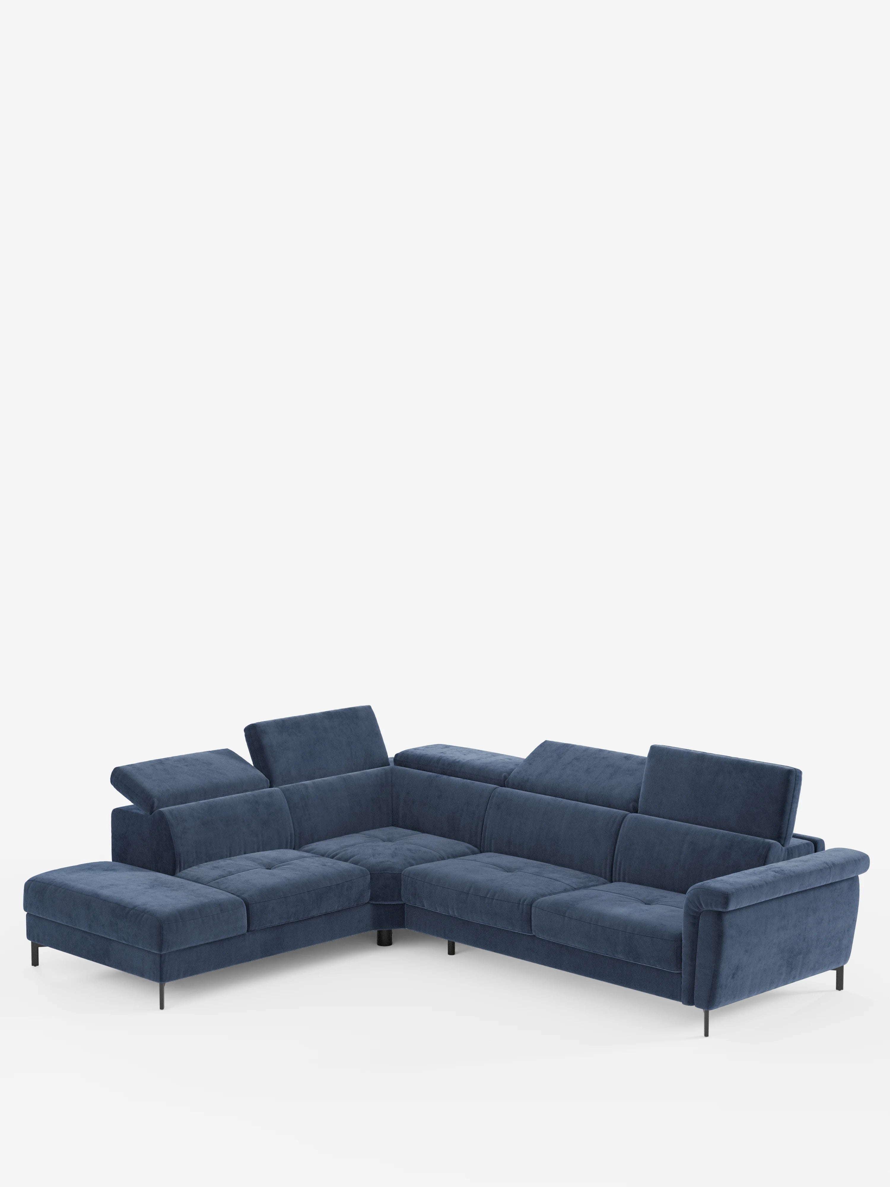 Capri Eck-Schlafsofa mit verstellbaren Kopfstützen und einer Hochleistungsmatratze aus fleckenabweisender Samtstoff T30