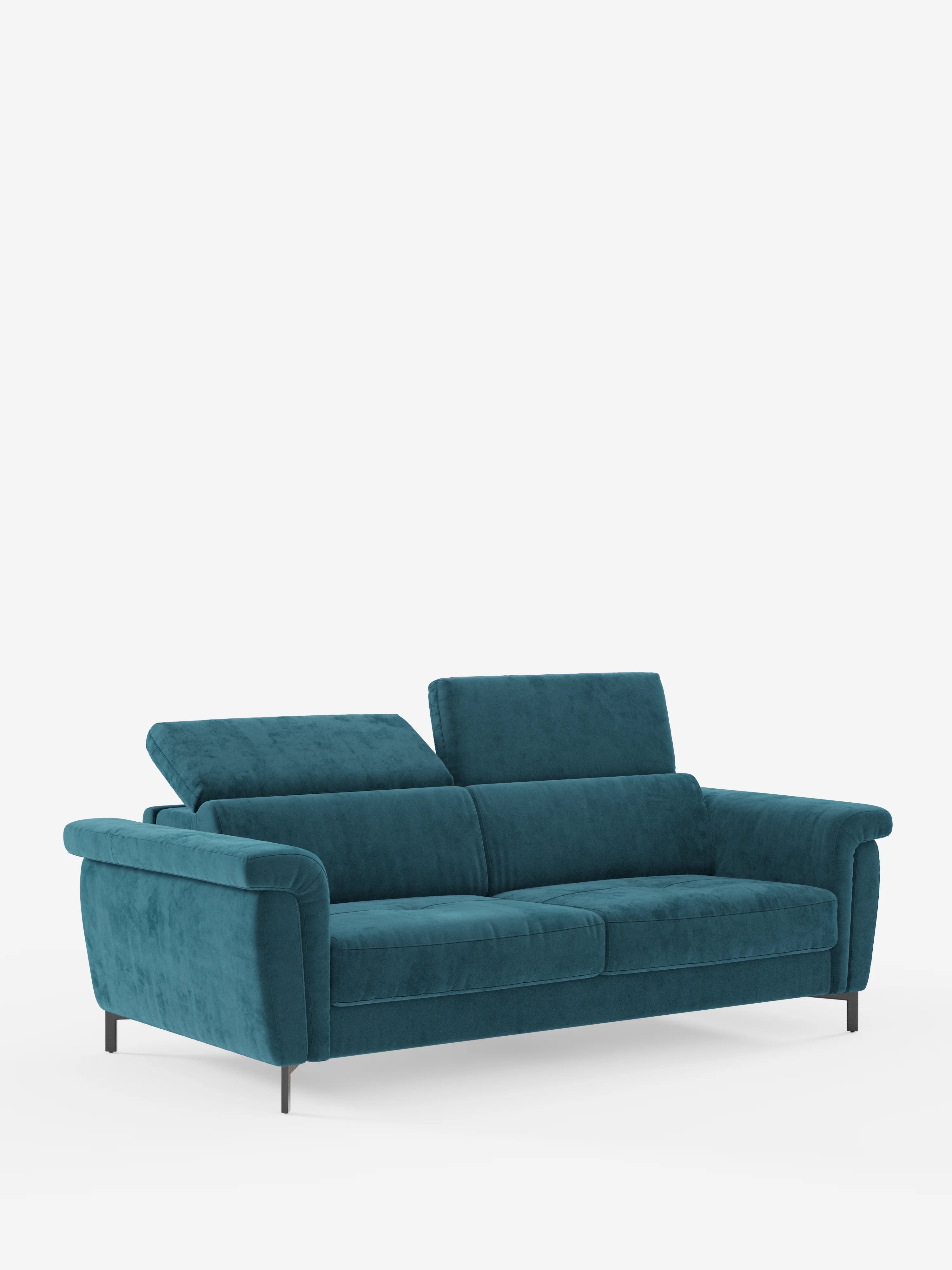 Capri – Design-Schlafsofa mit hohen Füßen – verstellbare Kopfstützen aus edlem, fleckenabweisendem Stoff in Samtstoff T30
