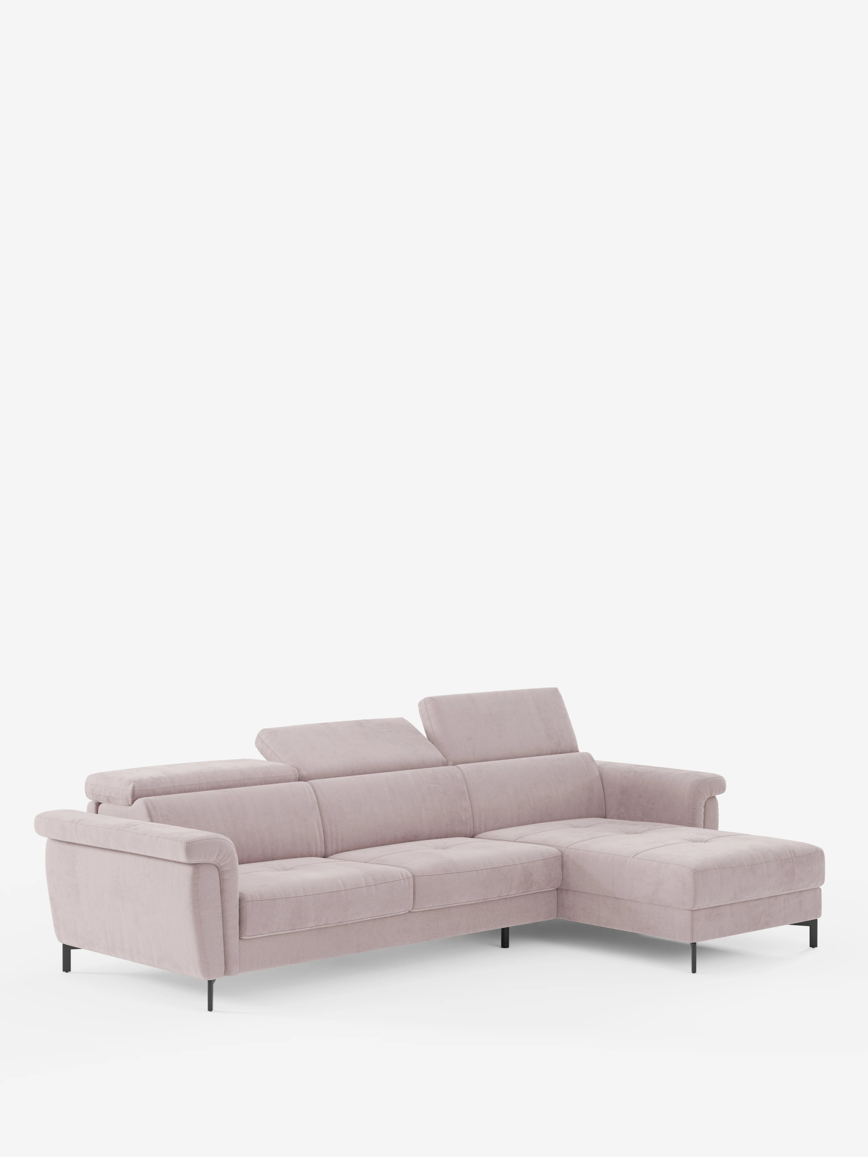 Capri Divano letto angolare con penisola contenitore e poggiatesta reclinabili - elegante tessuto smacchiabile T30