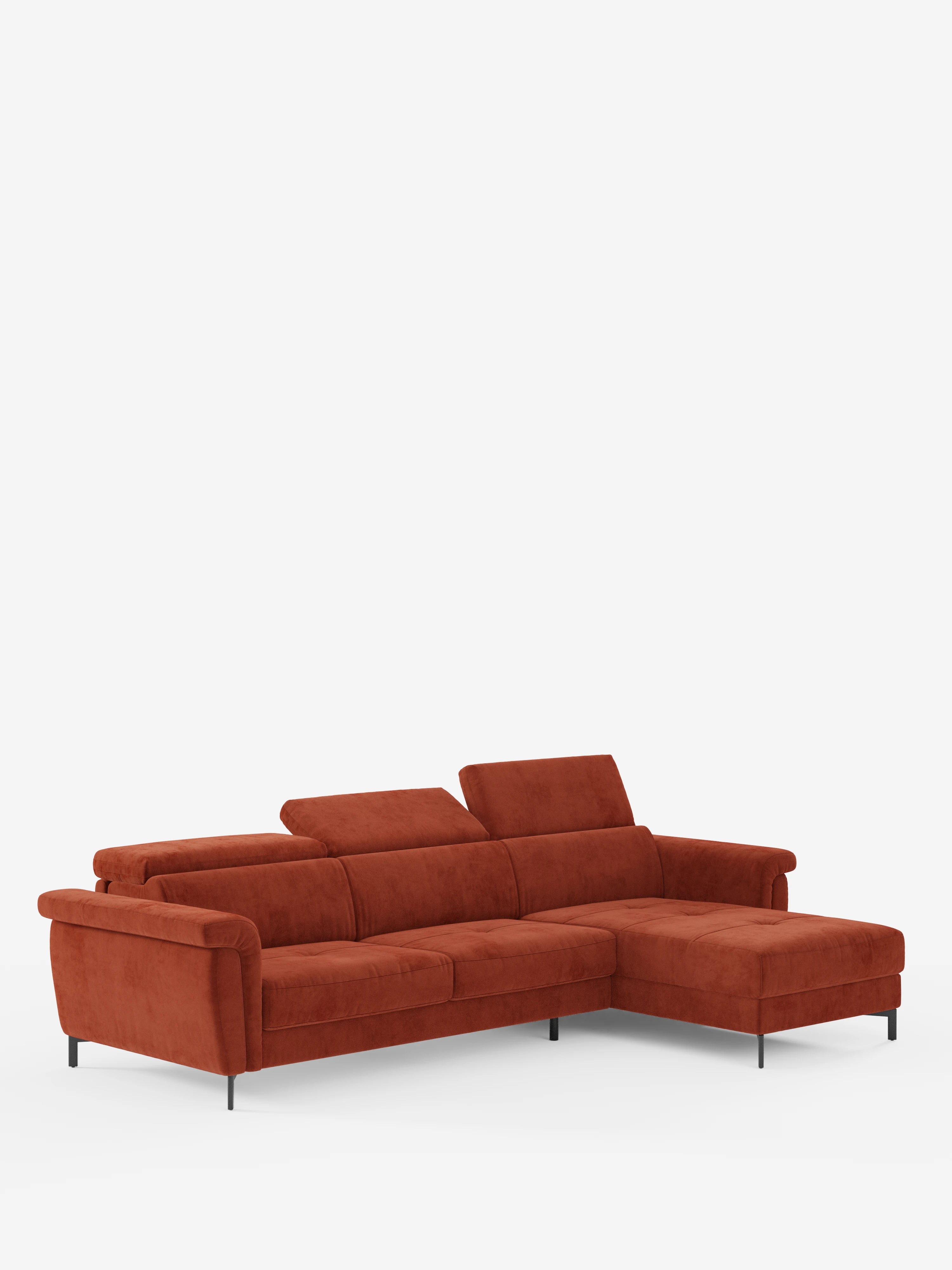Capri Divano letto angolare con penisola contenitore e poggiatesta reclinabili - elegante tessuto smacchiabile T30