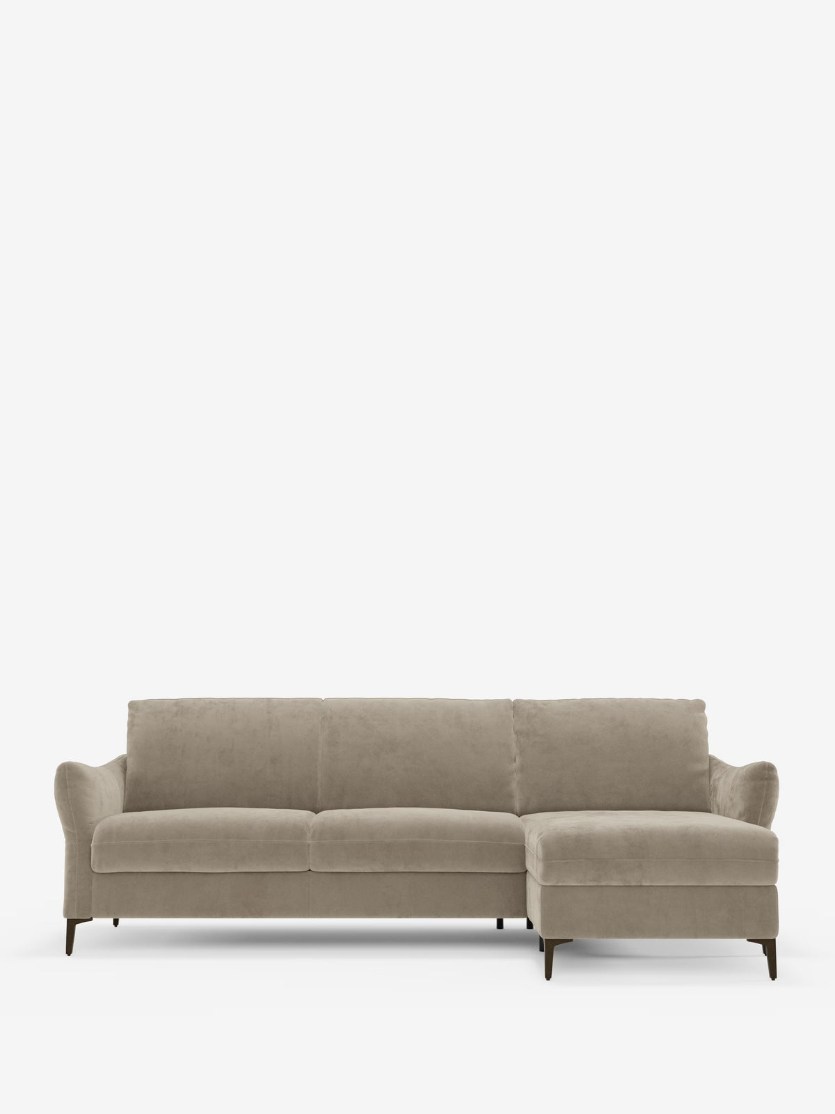 Dalia schlafsofa mit Chaiselongue mit Stauraum und Matratze 18 cm hoch – hohe Füße und fleckenabweisender Stoff T30
