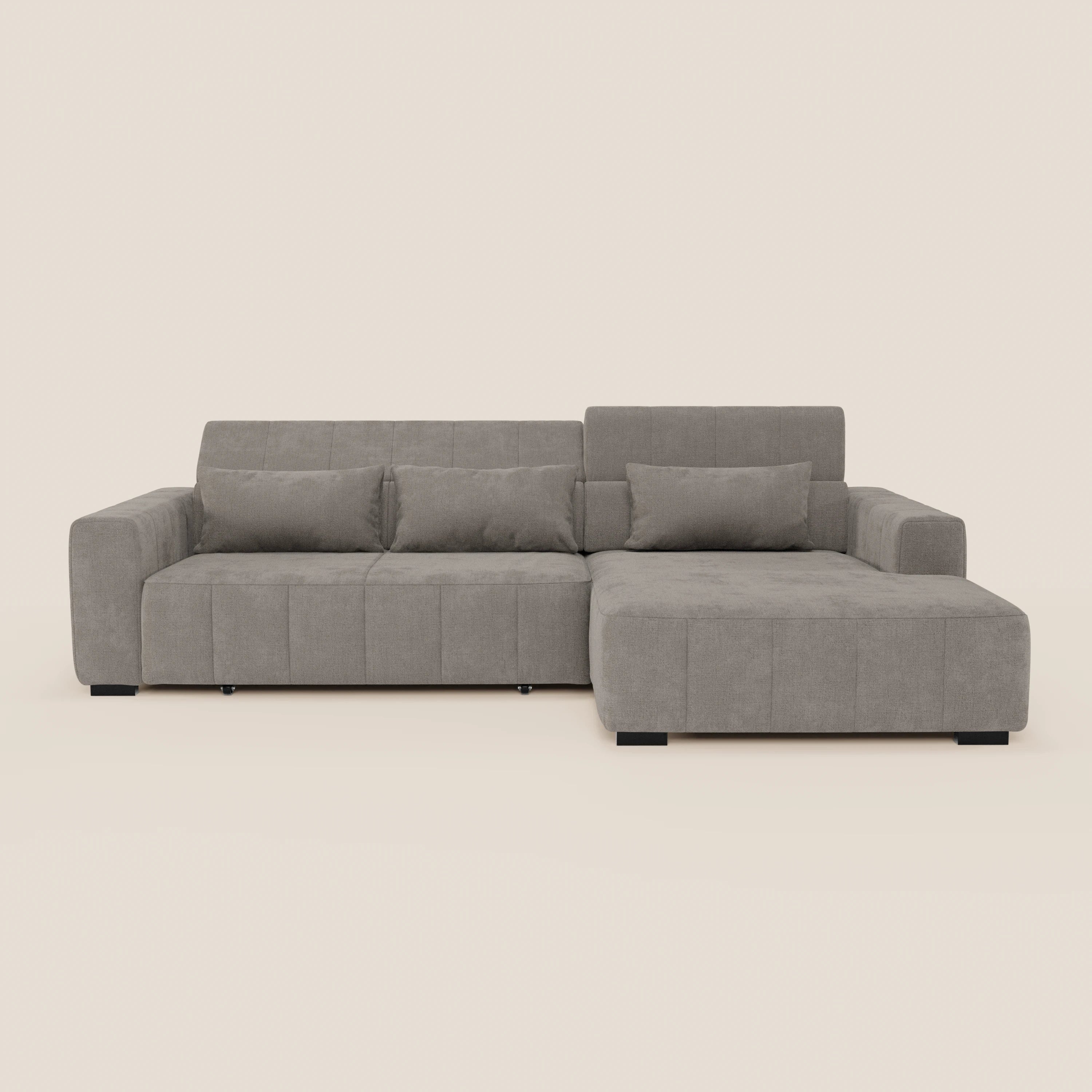 Doric Divano angolare con penisola e sedute allungabili con relax elettrico - poggiatesta reclinabili in tessuto smacchiabile T23