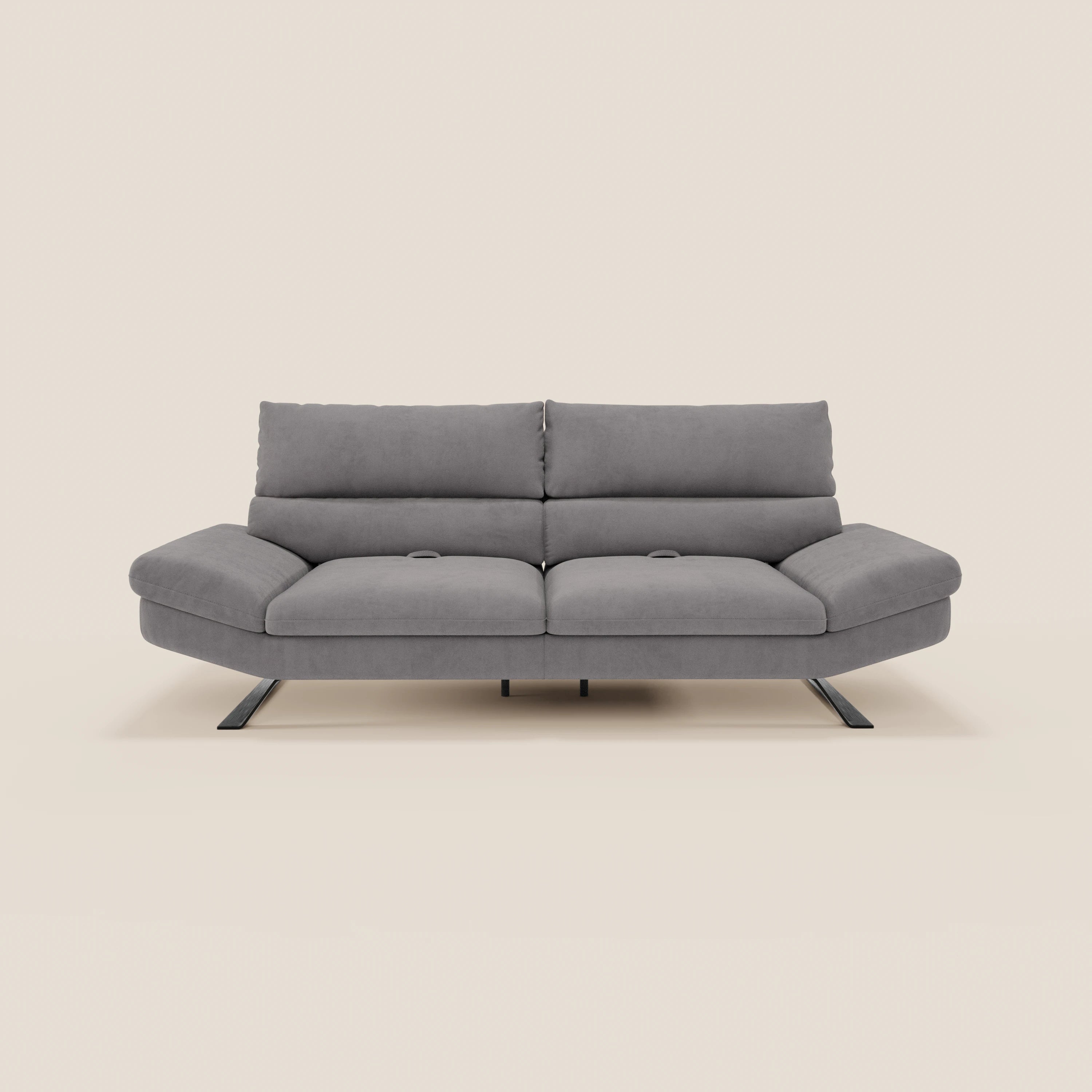Eclipse Divano dal design moderno 2 e 3 posti con schienali traslanti - piedini alti in elegante microfibra smacchiabile T11 - divani.store