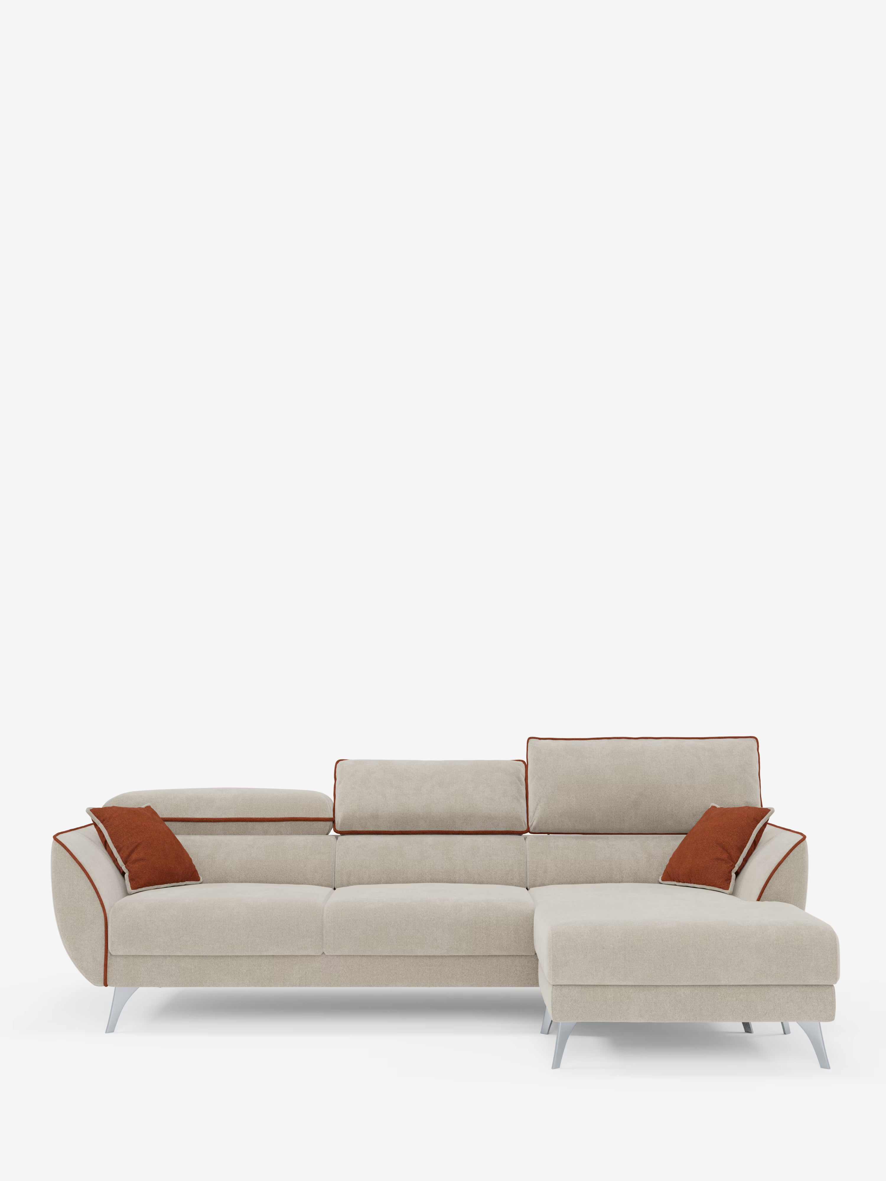 Michelangelo Ecksofa Zweifarbiges mit Chaise Longue und verschiebbaren Sitzen - verstellbaren Kopfstützen aus abwaschbarem Stoff T23