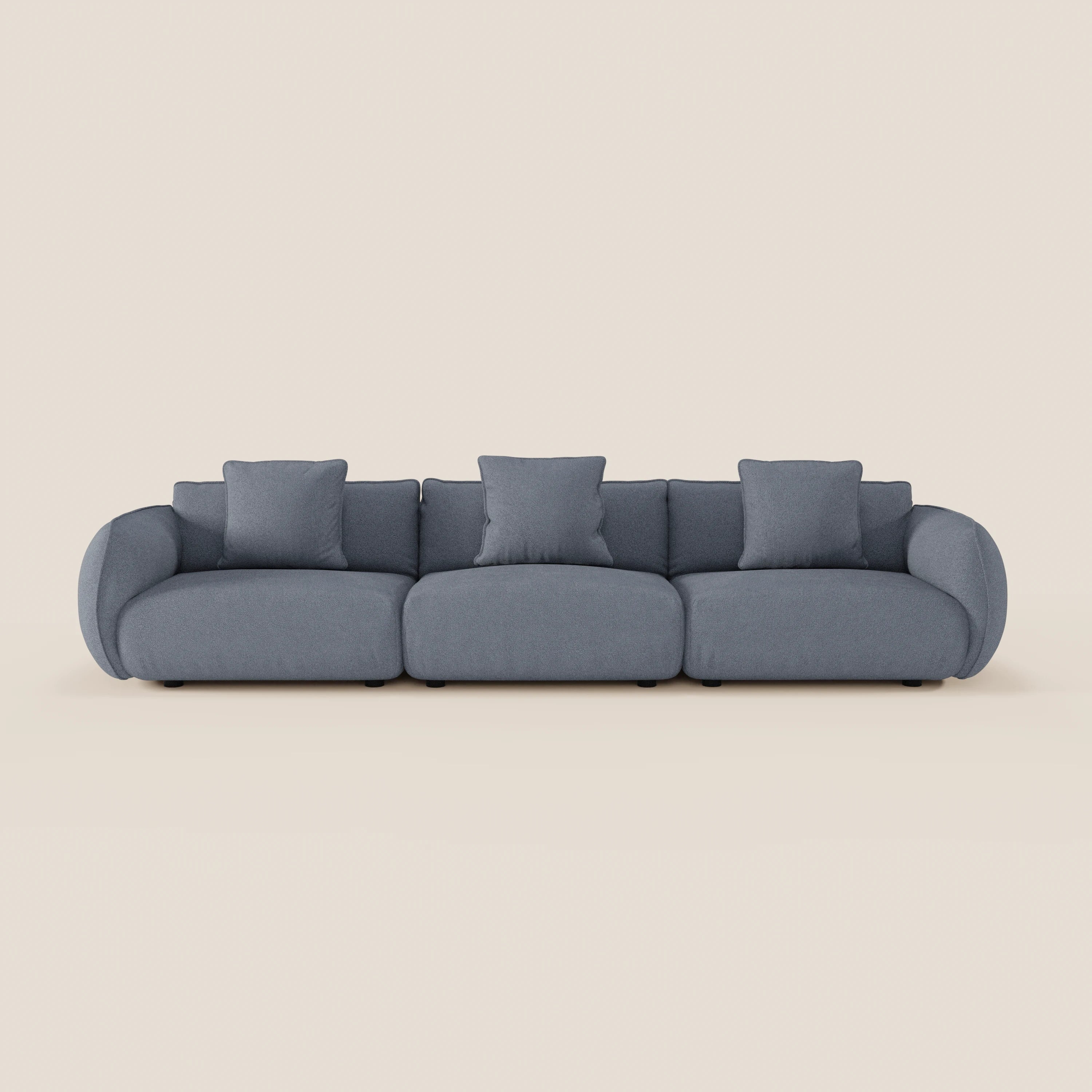 Nimbus divano lineare modulare a 3 sedute componibile in morbido tessuto T33 - divani.store