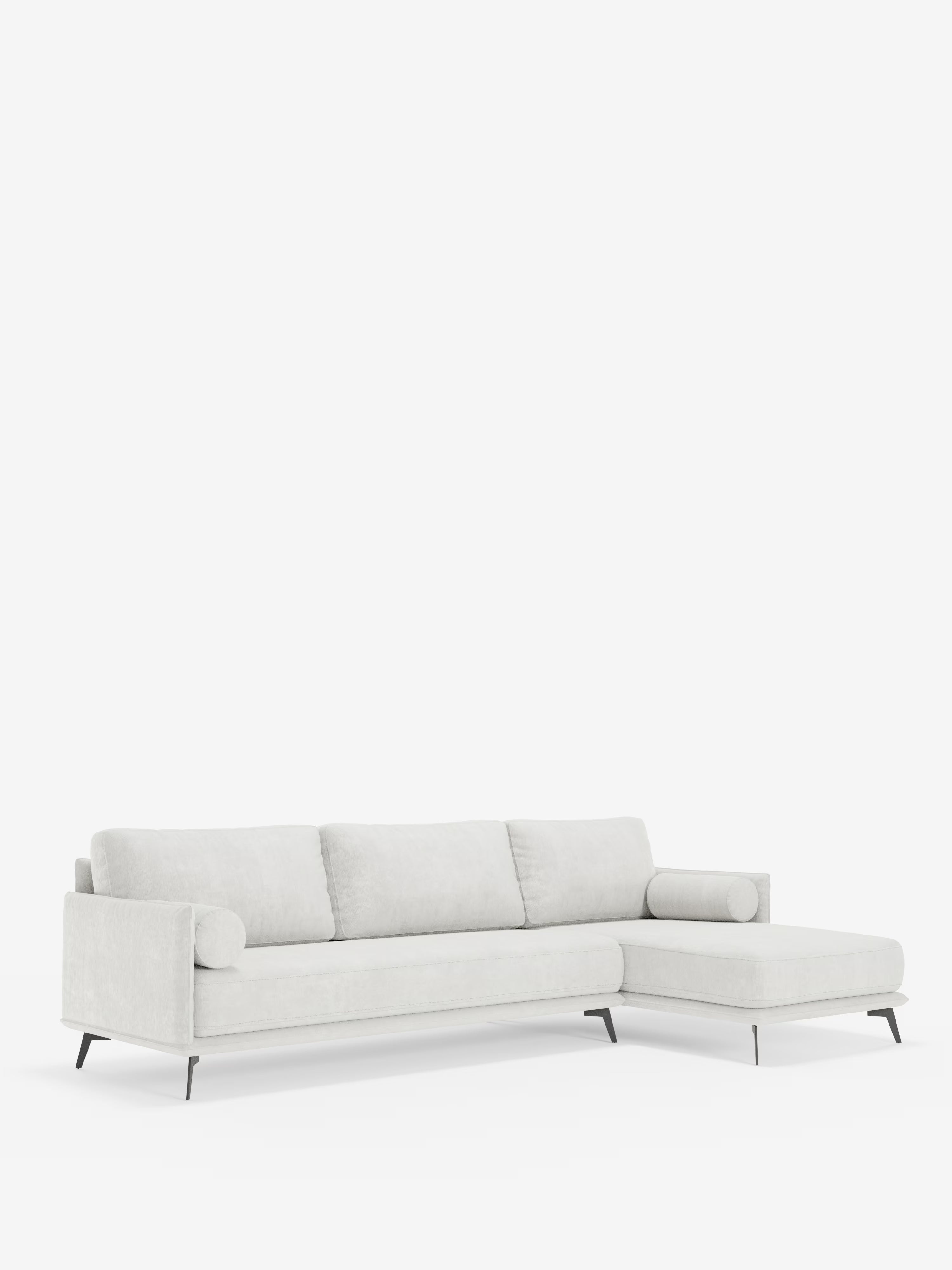 Basalto – Modernes Ecksofa mit Halbinsel– Metallgestell und daunenkissenmit fleckenabweisendem Bezug T31