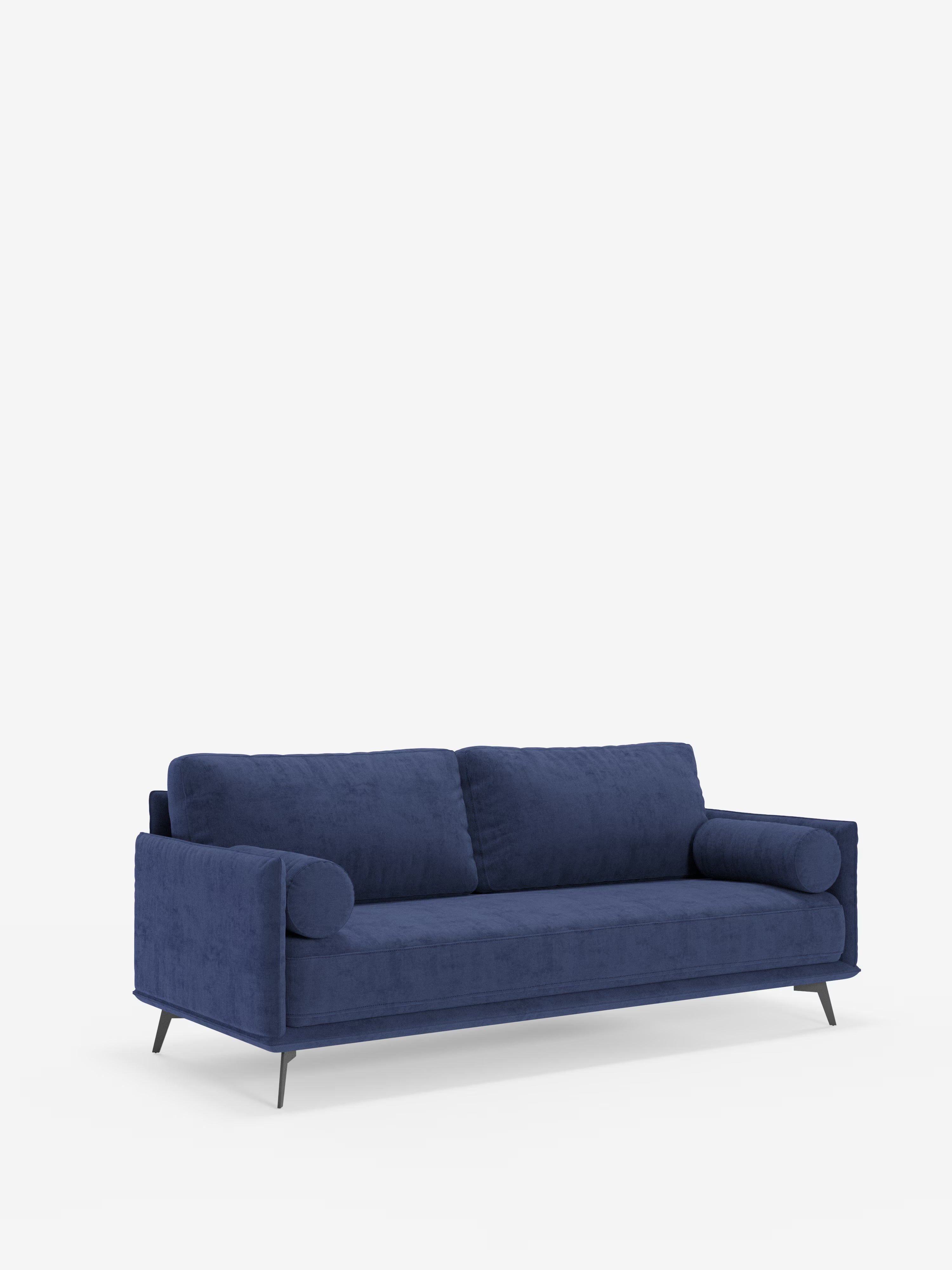 Basalto lineares Sofa mit 2, 3 und 4 Sitzplätzen mit einteiliger Sitzfläche und Metallgestell aus fleckenabweisendem Stoff T31