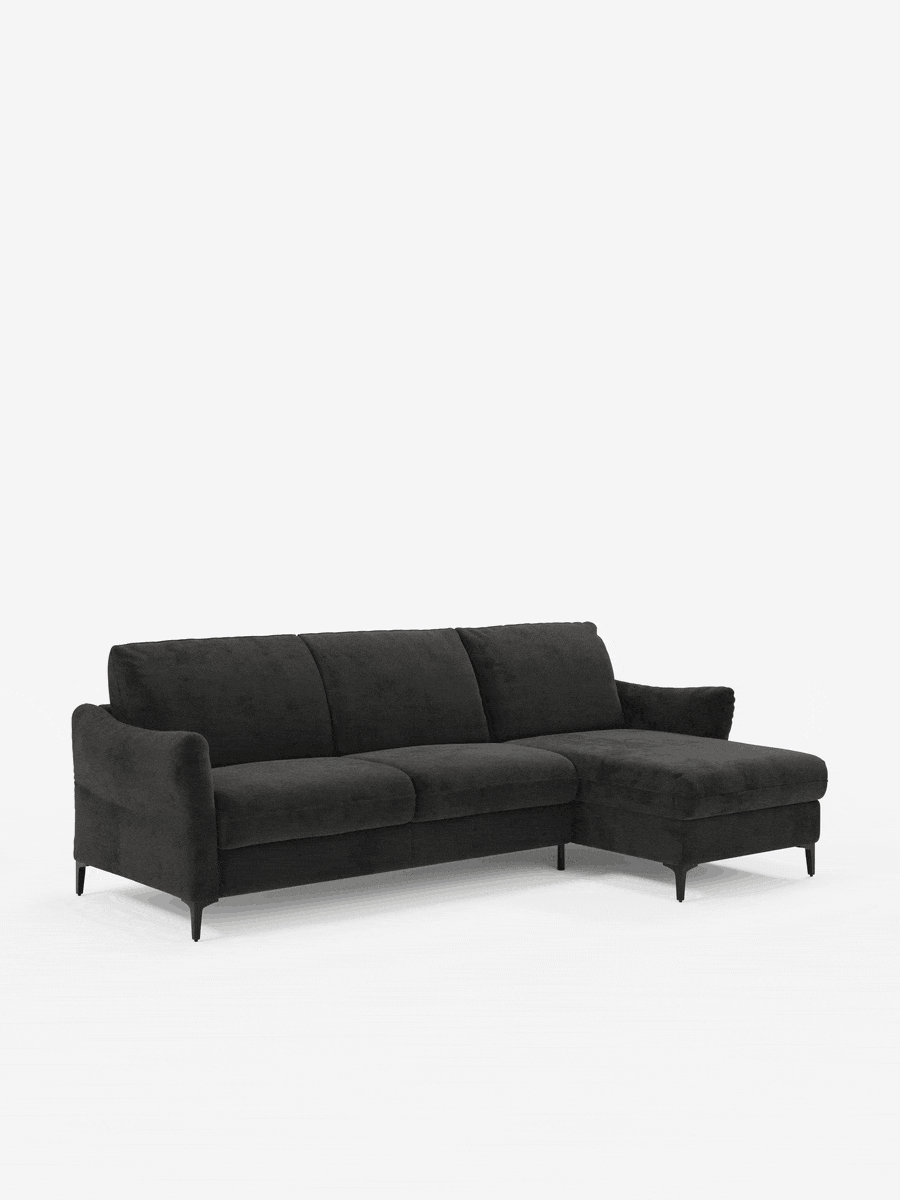 Dalia schlafsofa mit Chaiselongue mit Stauraum und Matratze 18 cm hoch – hohe Füße und fleckenabweisender Stoff T30