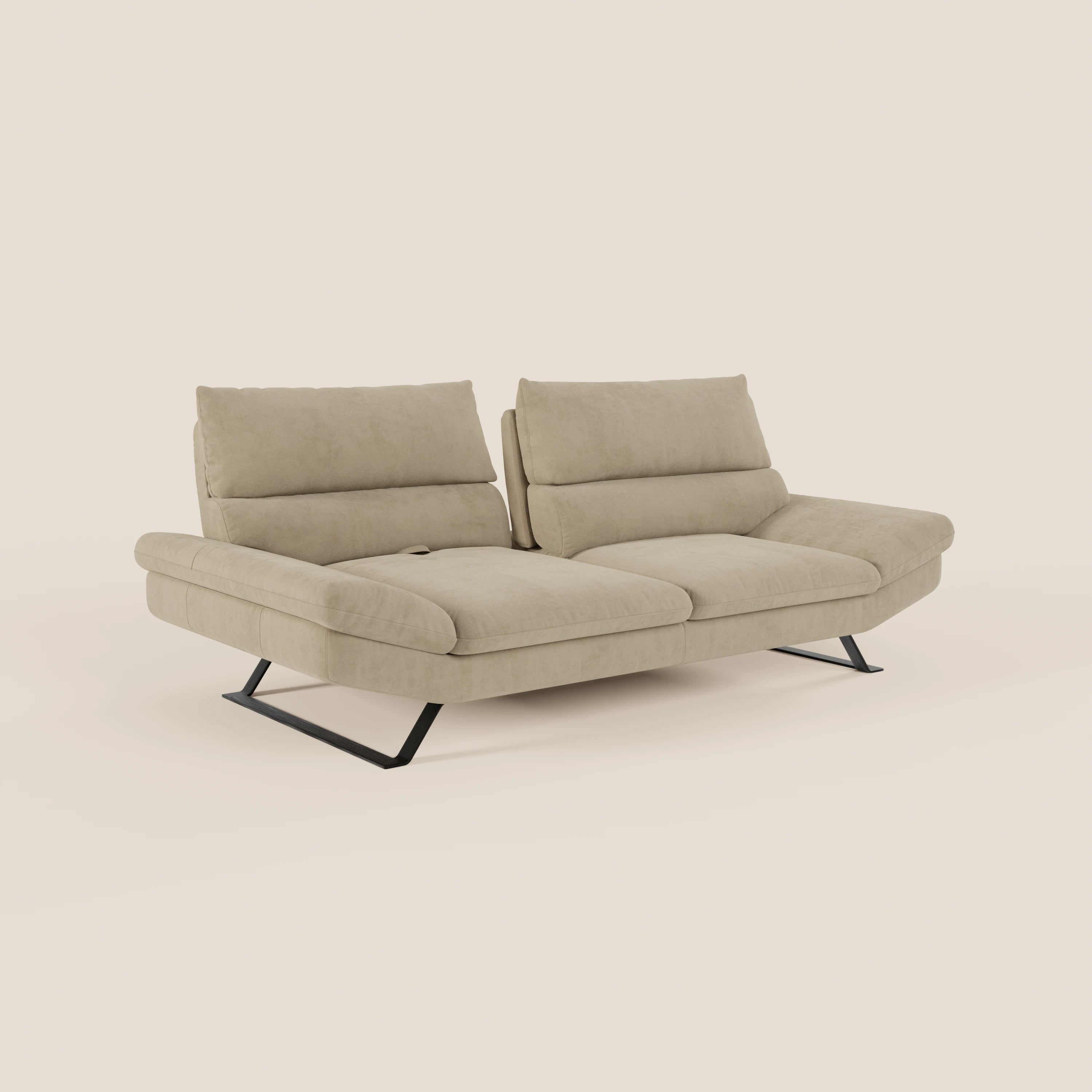 Eclipse Divano dal design moderno 2 e 3 posti con schienali traslanti - piedini alti in elegante microfibra smacchiabile T11 - divani.store