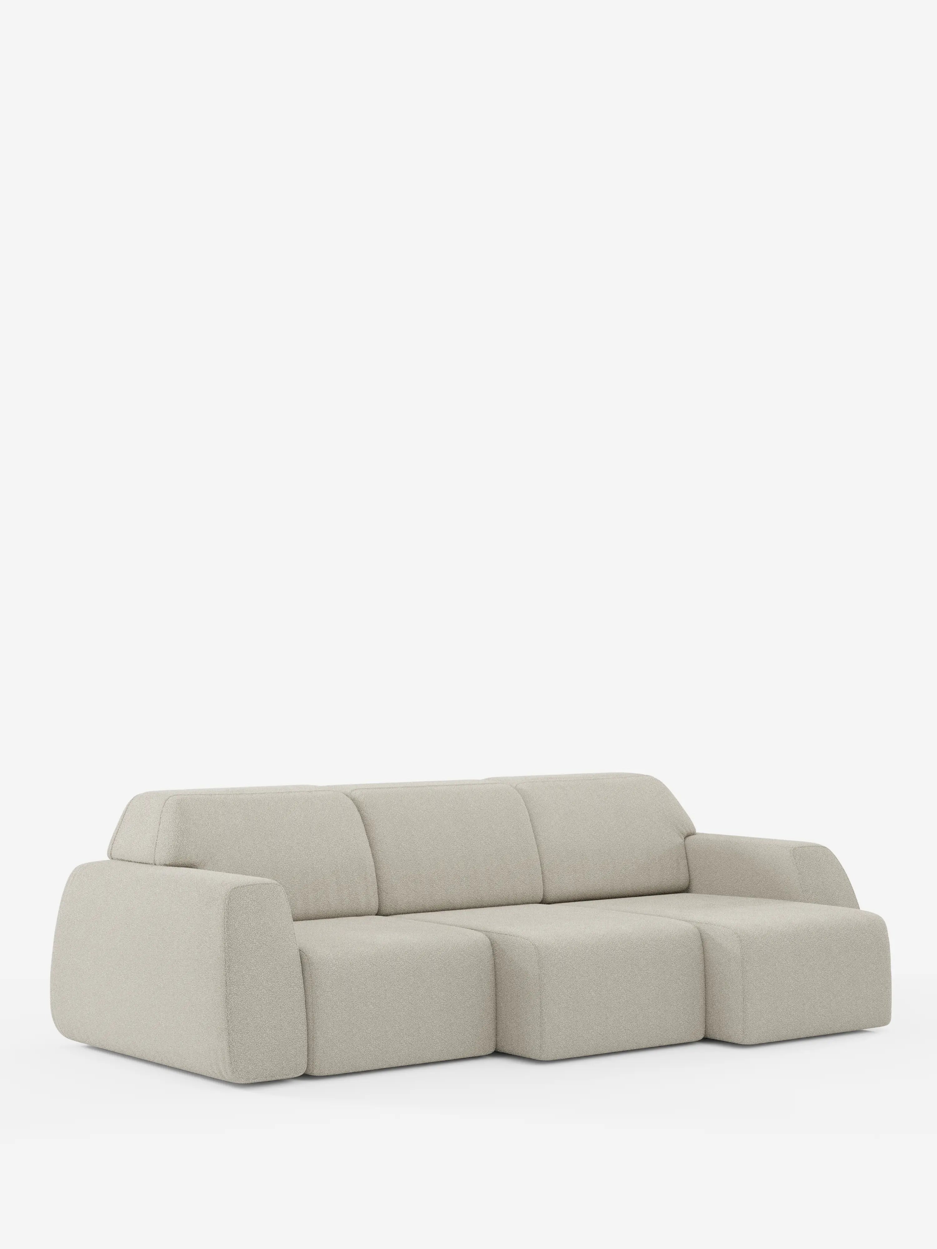 Orbit Sofa mit 3 verschiebbaren und ausziehbaren Sitzen aus schmutzabweisendem Stoff in Baumwolloptik T33