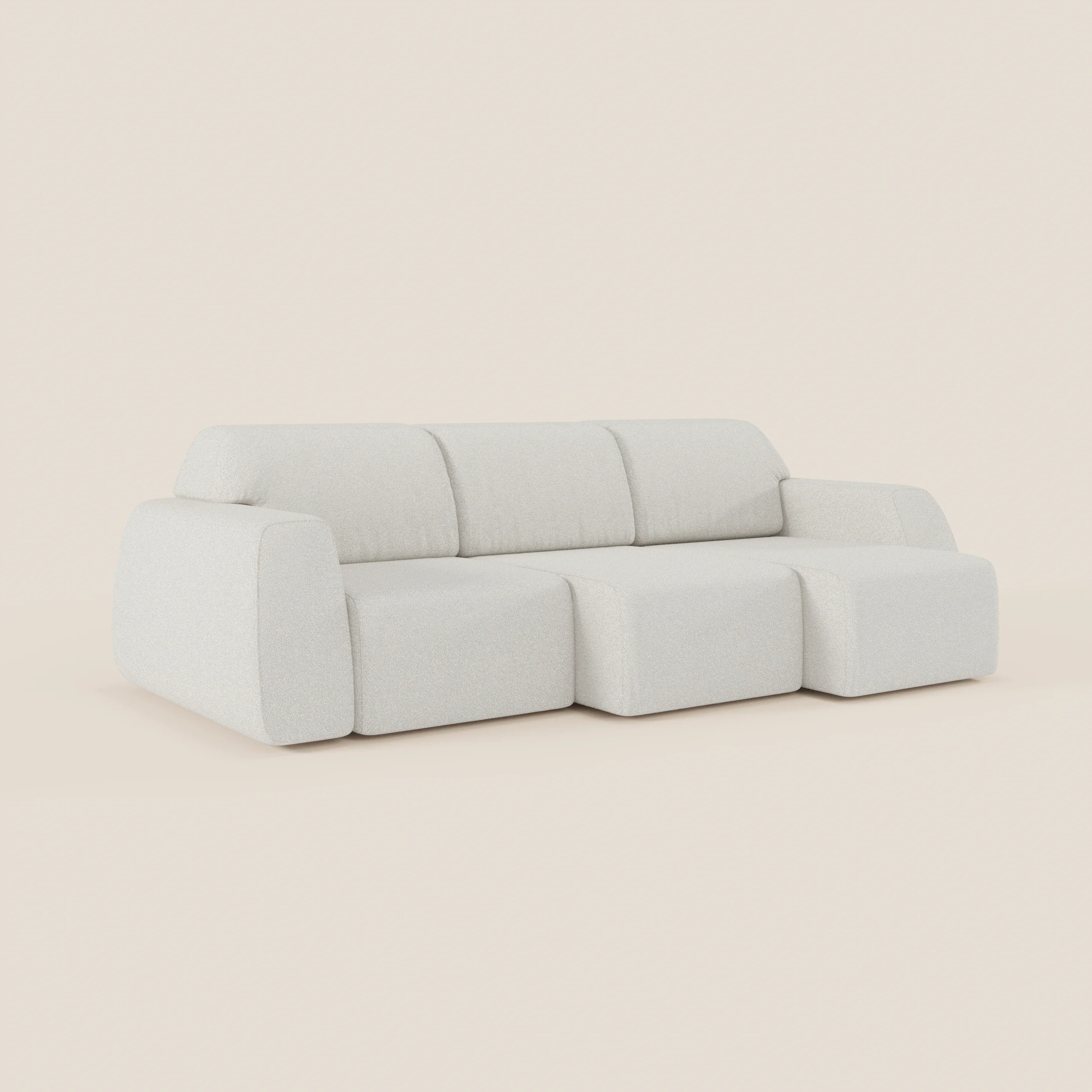 Orbit divano con 3 sedute scorrevoli e allungabili in tessuto effetto cotone smacchiabile T33 - divani.store