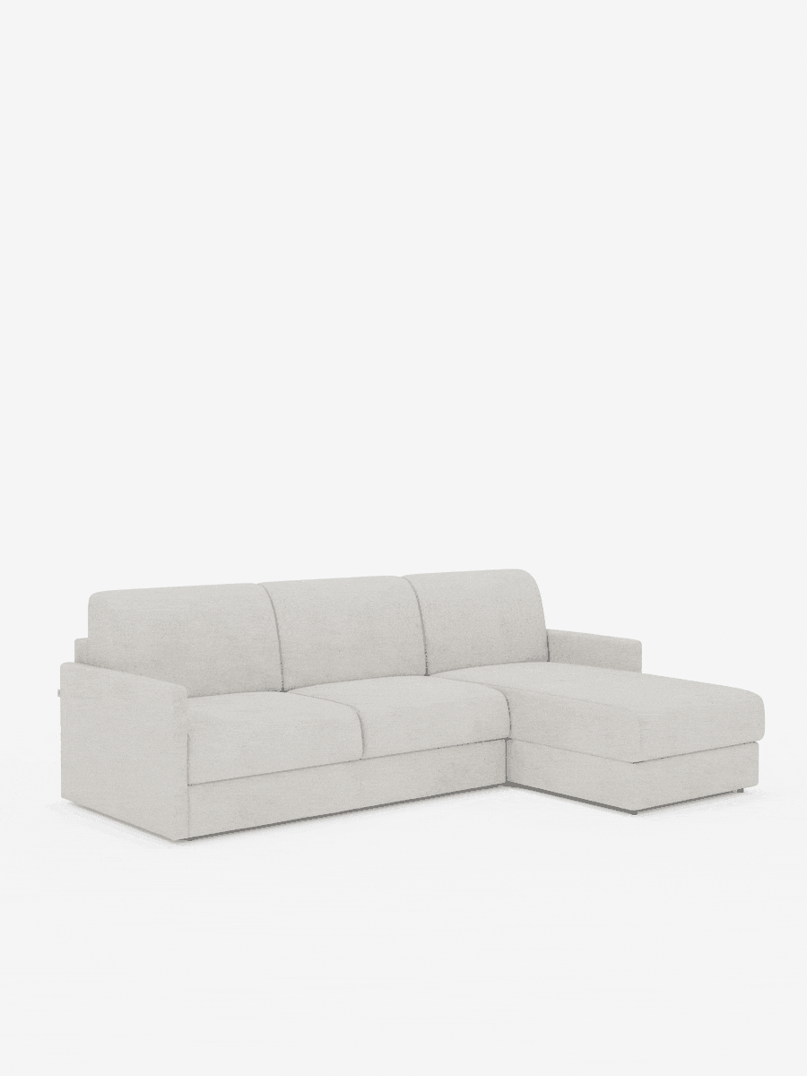 Tommy Divano Letto con penisola contenitore - design minimal e sfoderabile in tessuto smacchiabile simil cotone T33