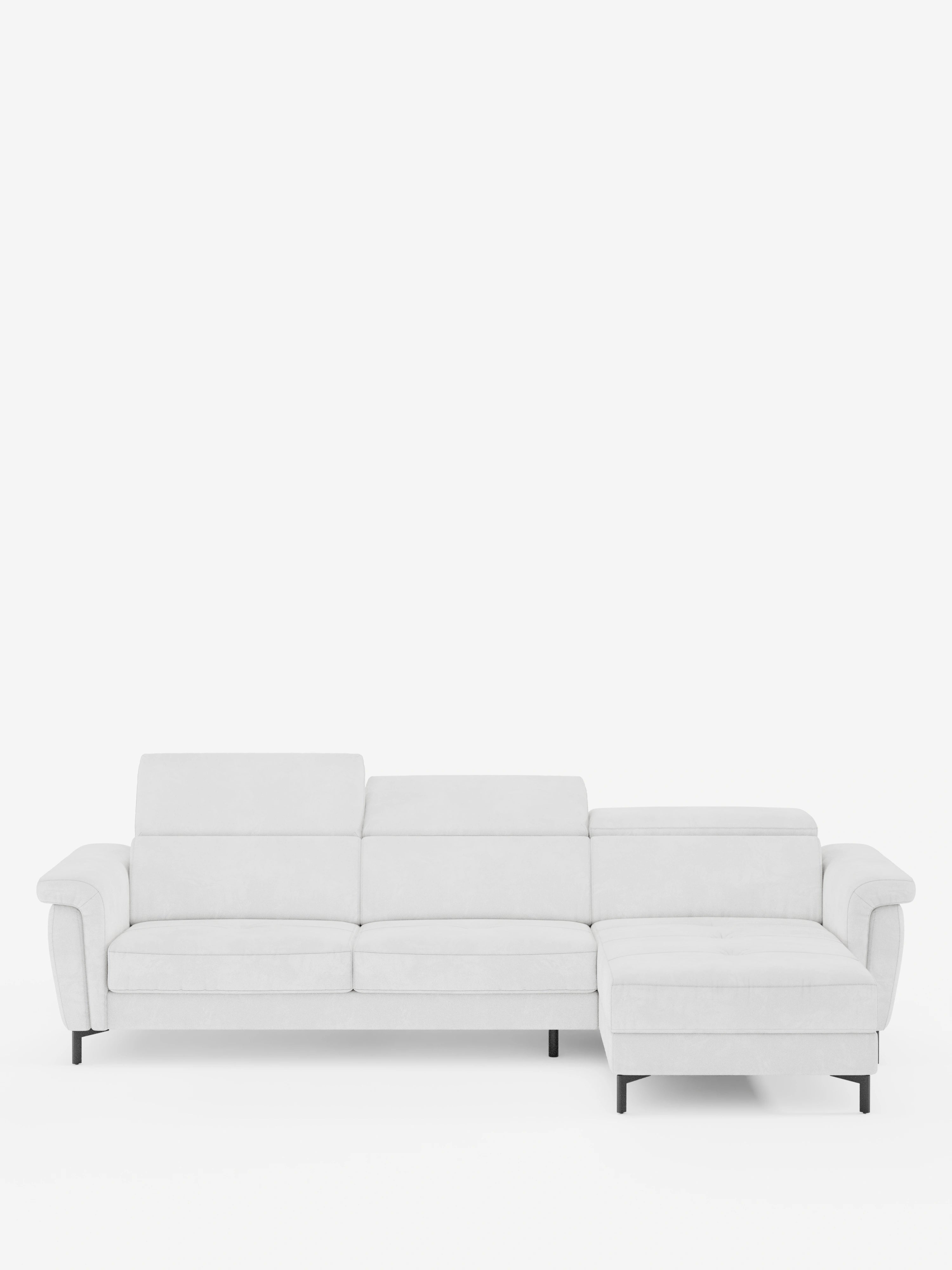 Capri Divano letto angolare con penisola contenitore e poggiatesta reclinabili - elegante tessuto smacchiabile T30