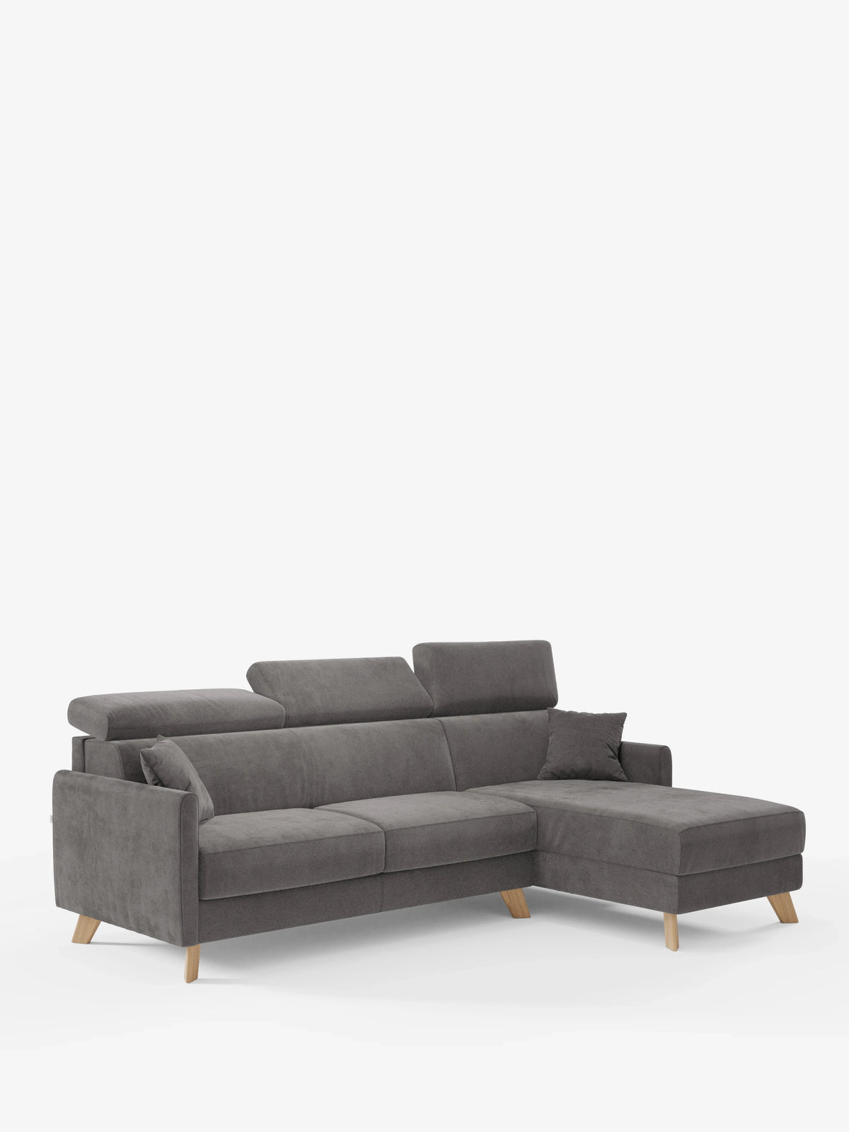 Francy Eckschlafsofa mit abnehmbarem Bezug - Stauraumhalbinsel und verstellbare Kopfstützen aus abwaschbarem Stoff T17 sahne