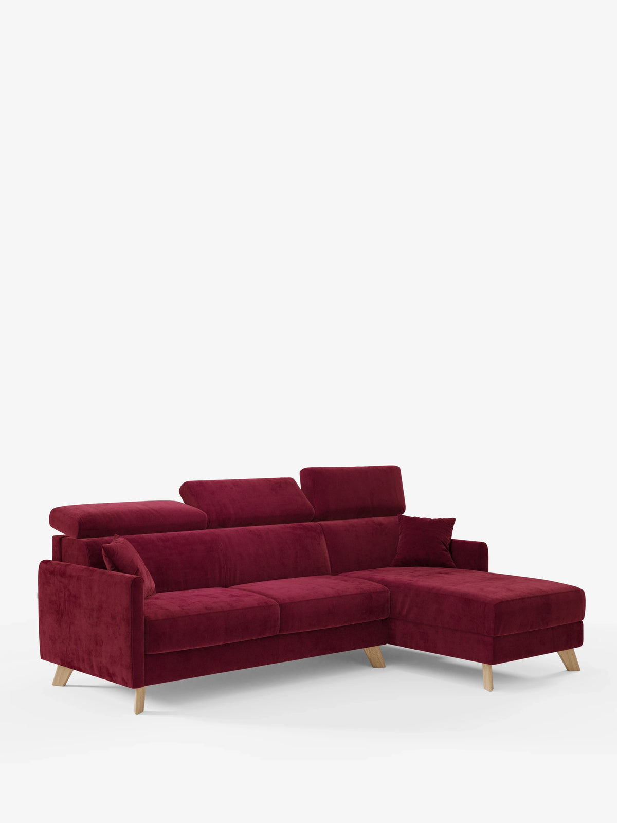 Francy Eckschlafsofa mit abnehmbarem Bezug - Stauraumhalbinsel und verstellbare Kopfstützen aus abwaschbarem Stoff T17 sahne