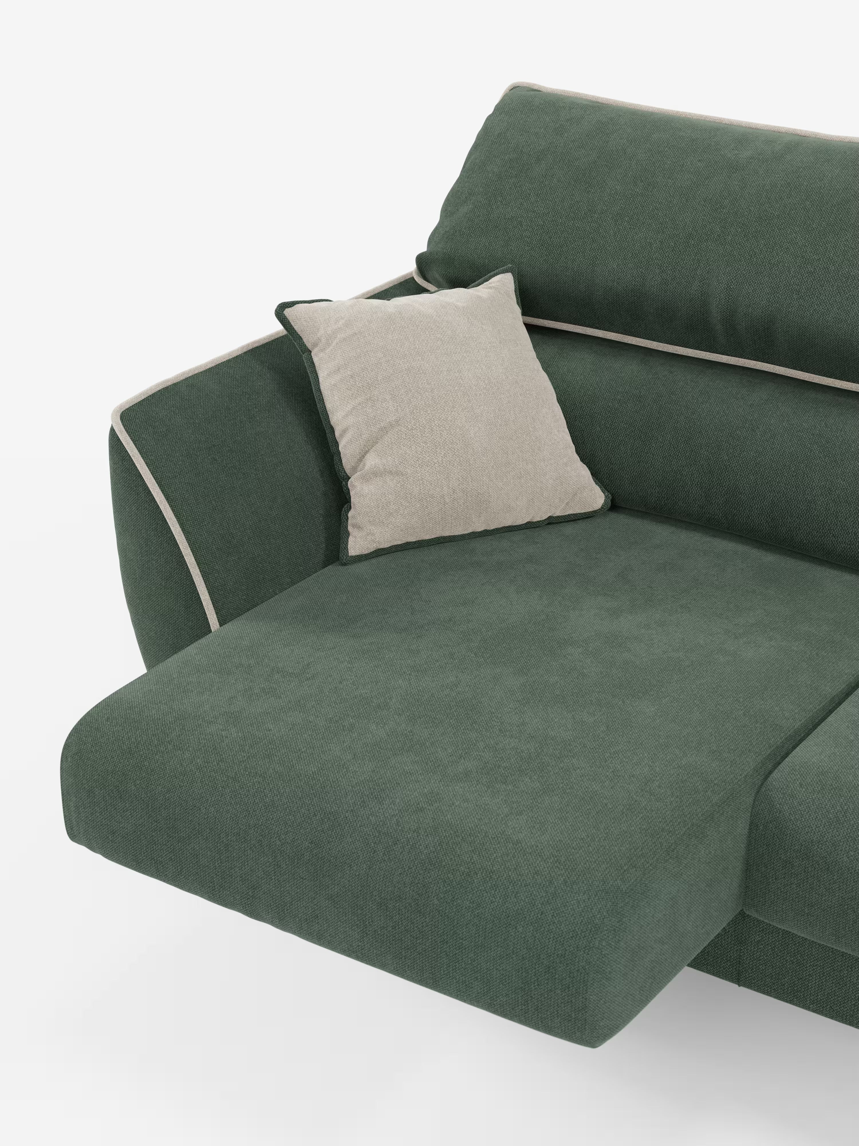 Michelangelo Sofa mit 2 und 3 ausziehbaren Sitzen und verstellbaren Kopfstützen aus abwaschbarem Stoff T23