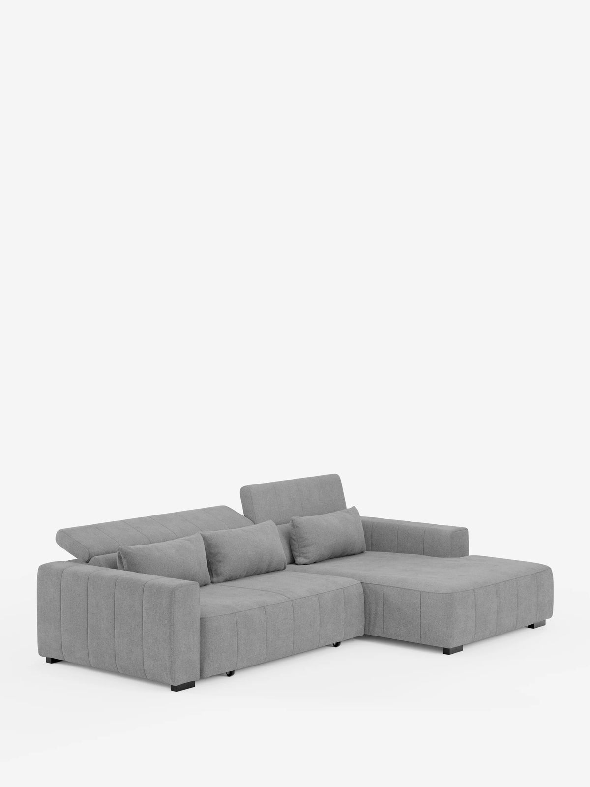 Doric Divano angolare con penisola e sedute allungabili con relax elettrico - poggiatesta reclinabili in tessuto smacchiabile T23
