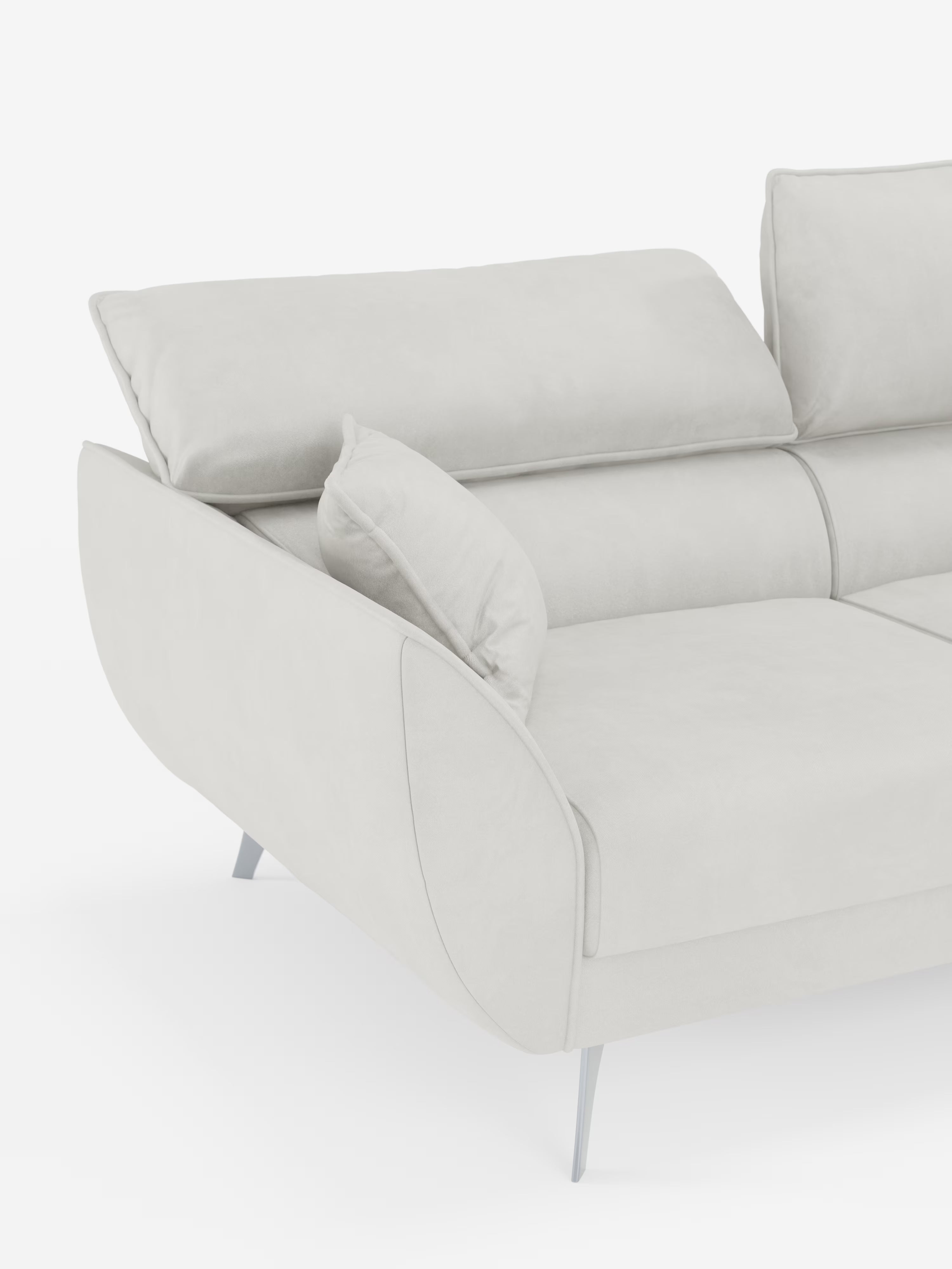 Michelangelo Sofa mit 2 und 3 ausziehbaren Sitzen und verstellbaren Kopfstützen aus abwaschbarem Stoff T30