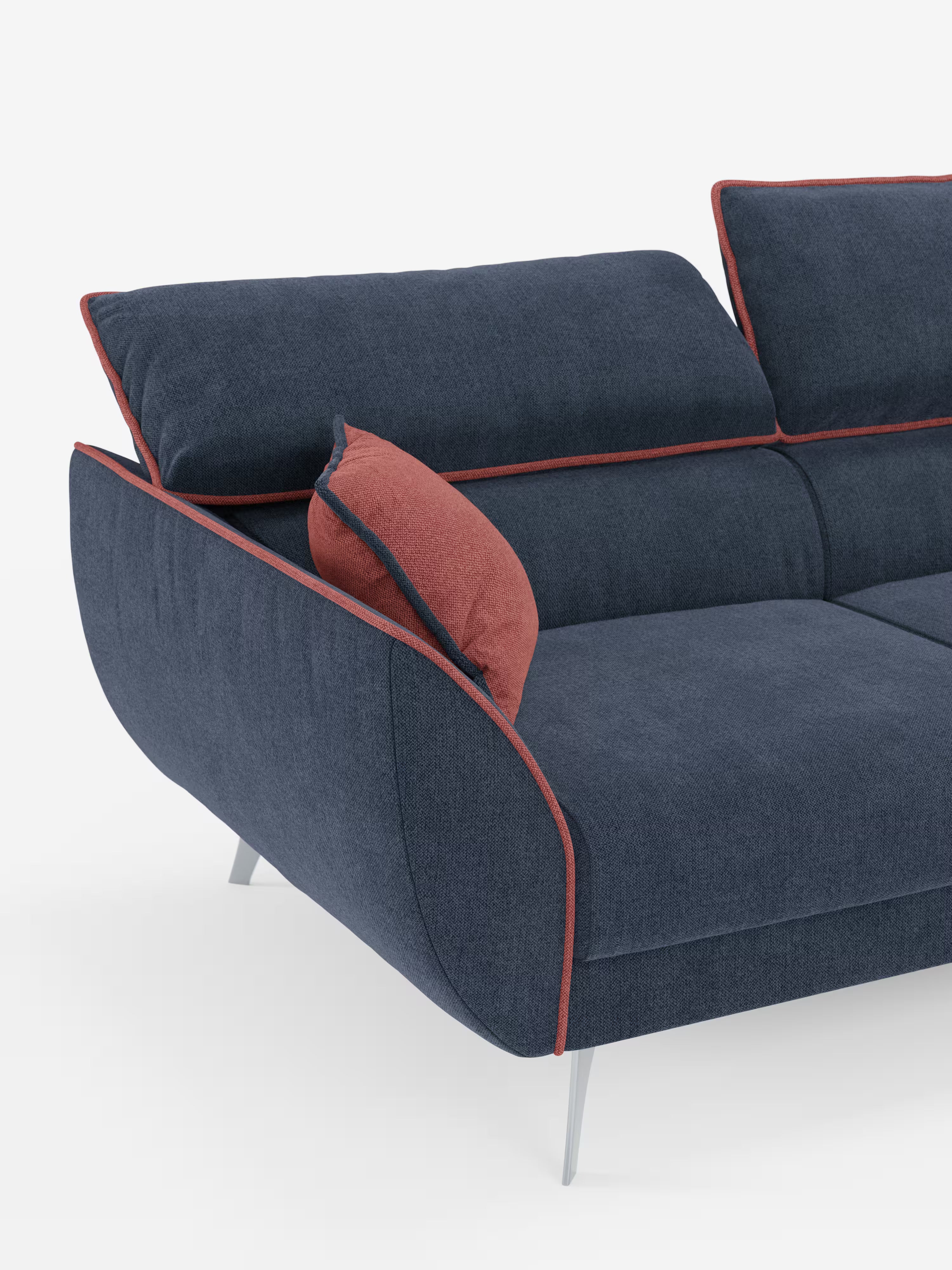 Michelangelo Ecksofa Zweifarbiges mit Chaise Longue und verschiebbaren Sitzen - verstellbaren Kopfstützen aus abwaschbarem Stoff T23