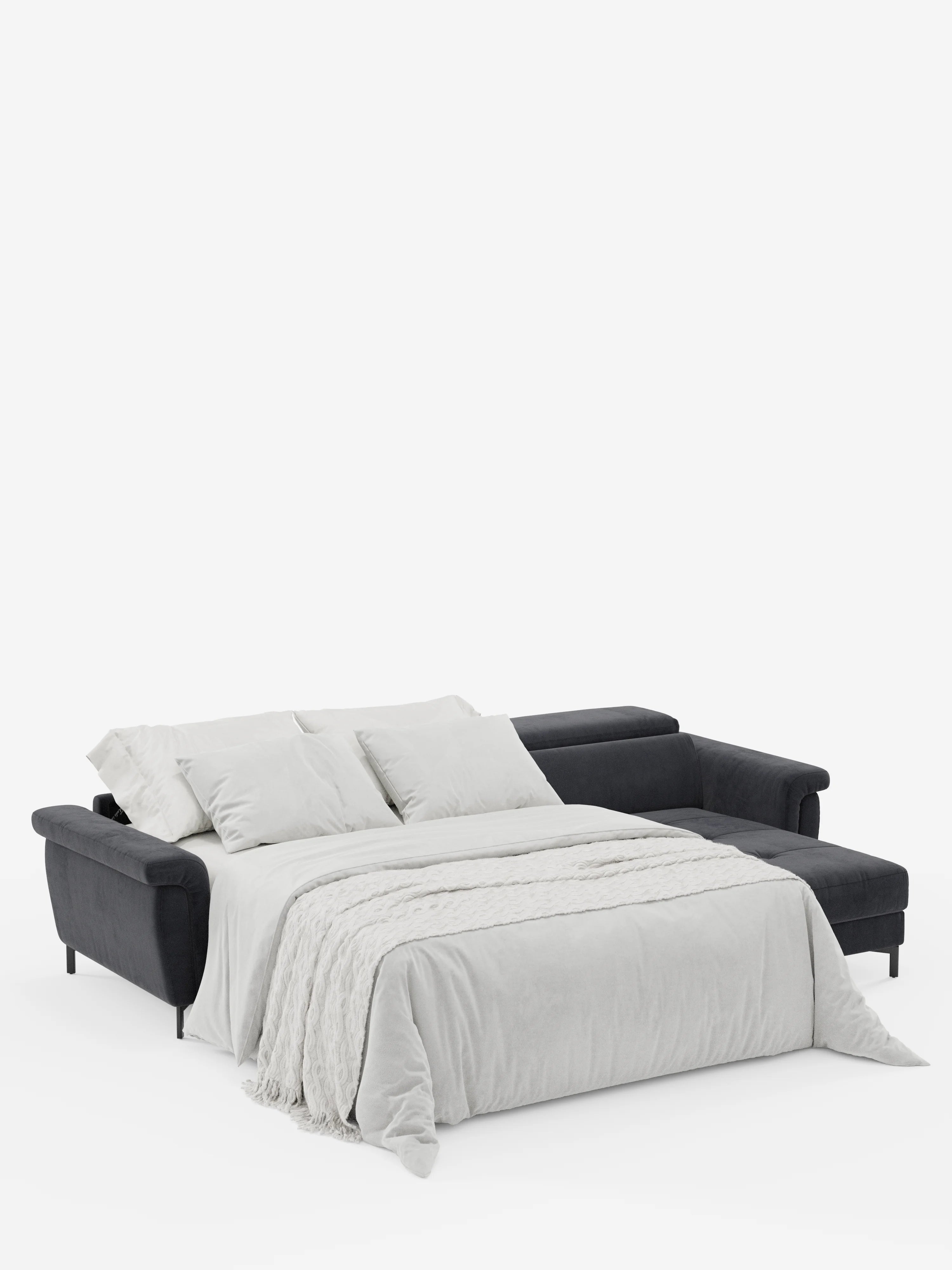Capri Divano letto angolare con penisola contenitore e poggiatesta reclinabili - elegante tessuto smacchiabile T30