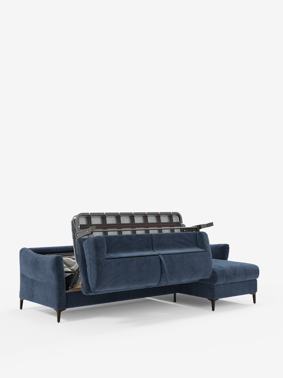 Dalia schlafsofa mit Chaiselongue mit Stauraum und Matratze 18 cm hoch – hohe Füße und fleckenabweisender Stoff T30