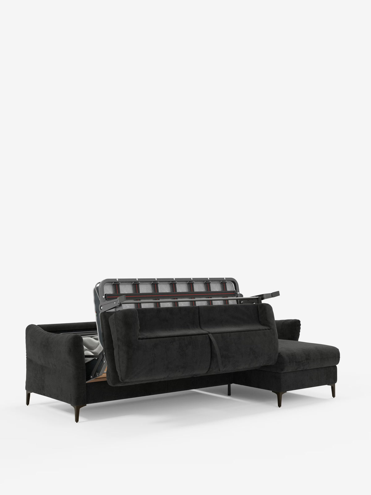 Dalia schlafsofa mit Chaiselongue mit Stauraum und Matratze 18 cm hoch – hohe Füße und fleckenabweisender Stoff T30