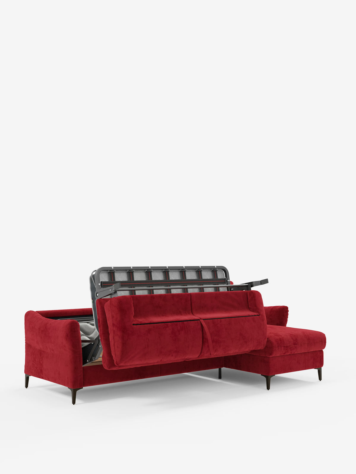 Dalia schlafsofa mit Chaiselongue mit Stauraum und Matratze 18 cm hoch – hohe Füße und fleckenabweisender Stoff T30