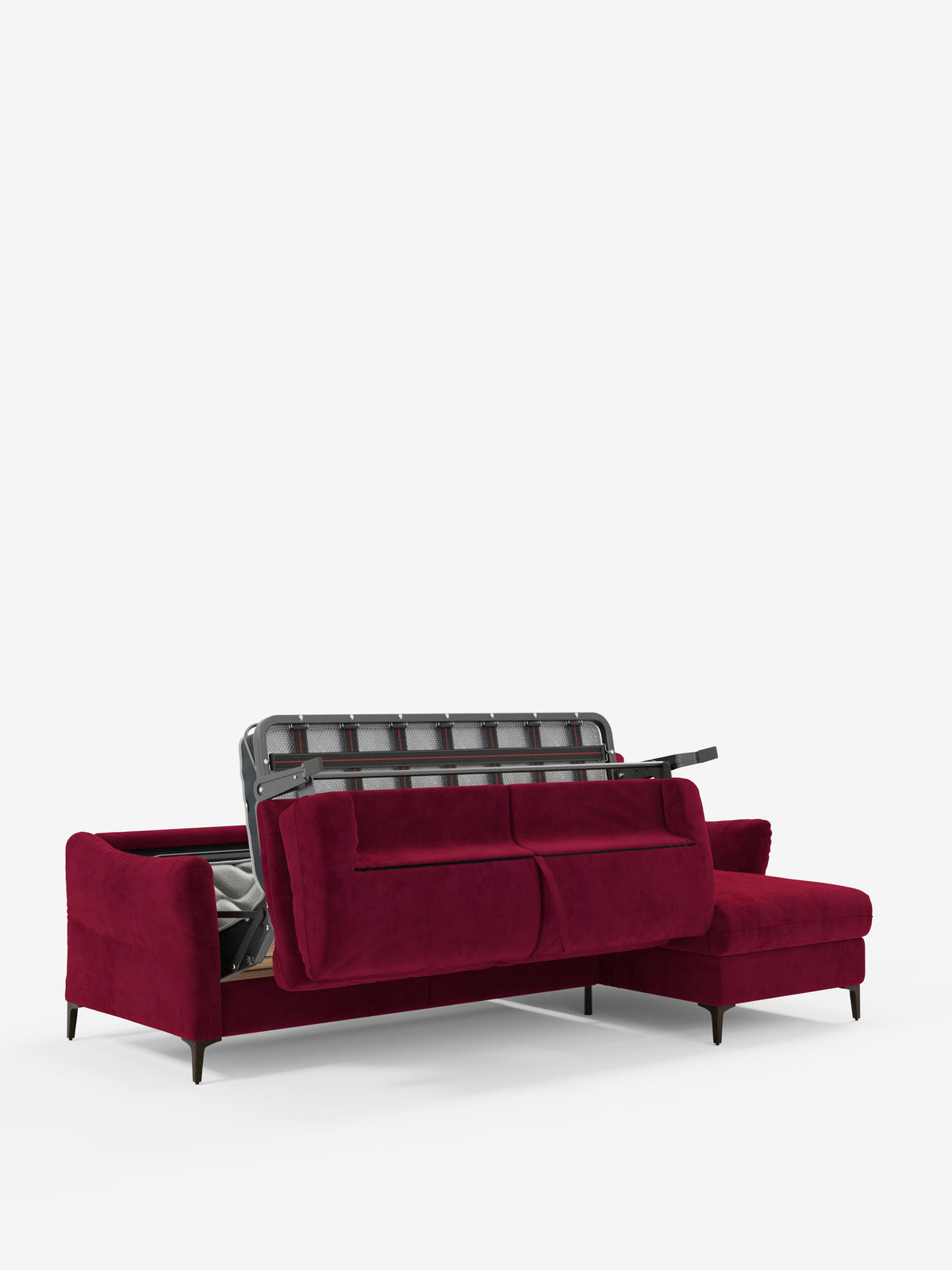 Dalia schlafsofa mit Chaiselongue mit Stauraum und Matratze 18 cm hoch – hohe Füße und fleckenabweisender Stoff T30