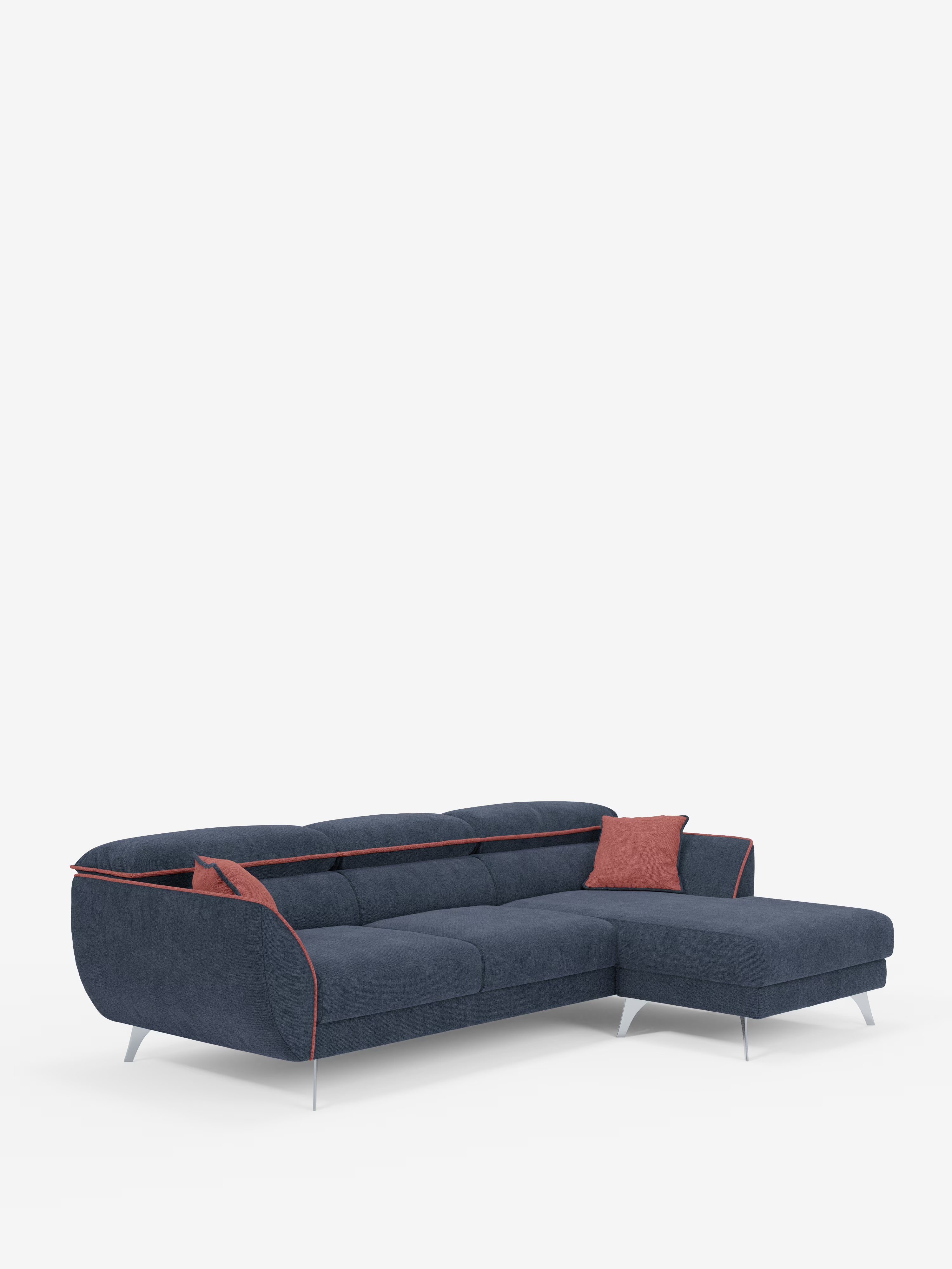 Michelangelo Ecksofa Zweifarbiges mit Chaise Longue und verschiebbaren Sitzen - verstellbaren Kopfstützen aus abwaschbarem Stoff T23