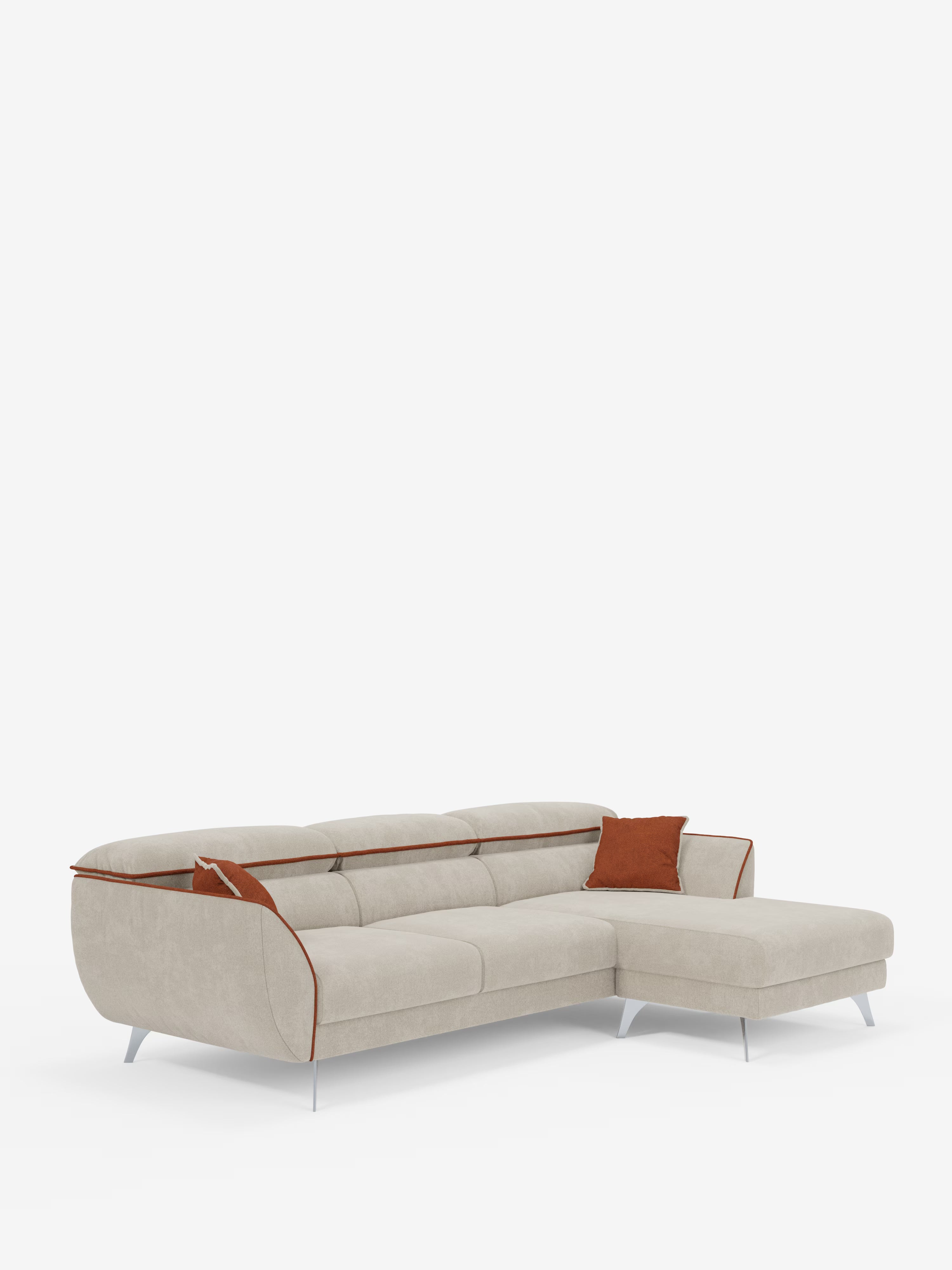 Michelangelo Ecksofa Zweifarbiges mit Chaise Longue und verschiebbaren Sitzen - verstellbaren Kopfstützen aus abwaschbarem Stoff T23