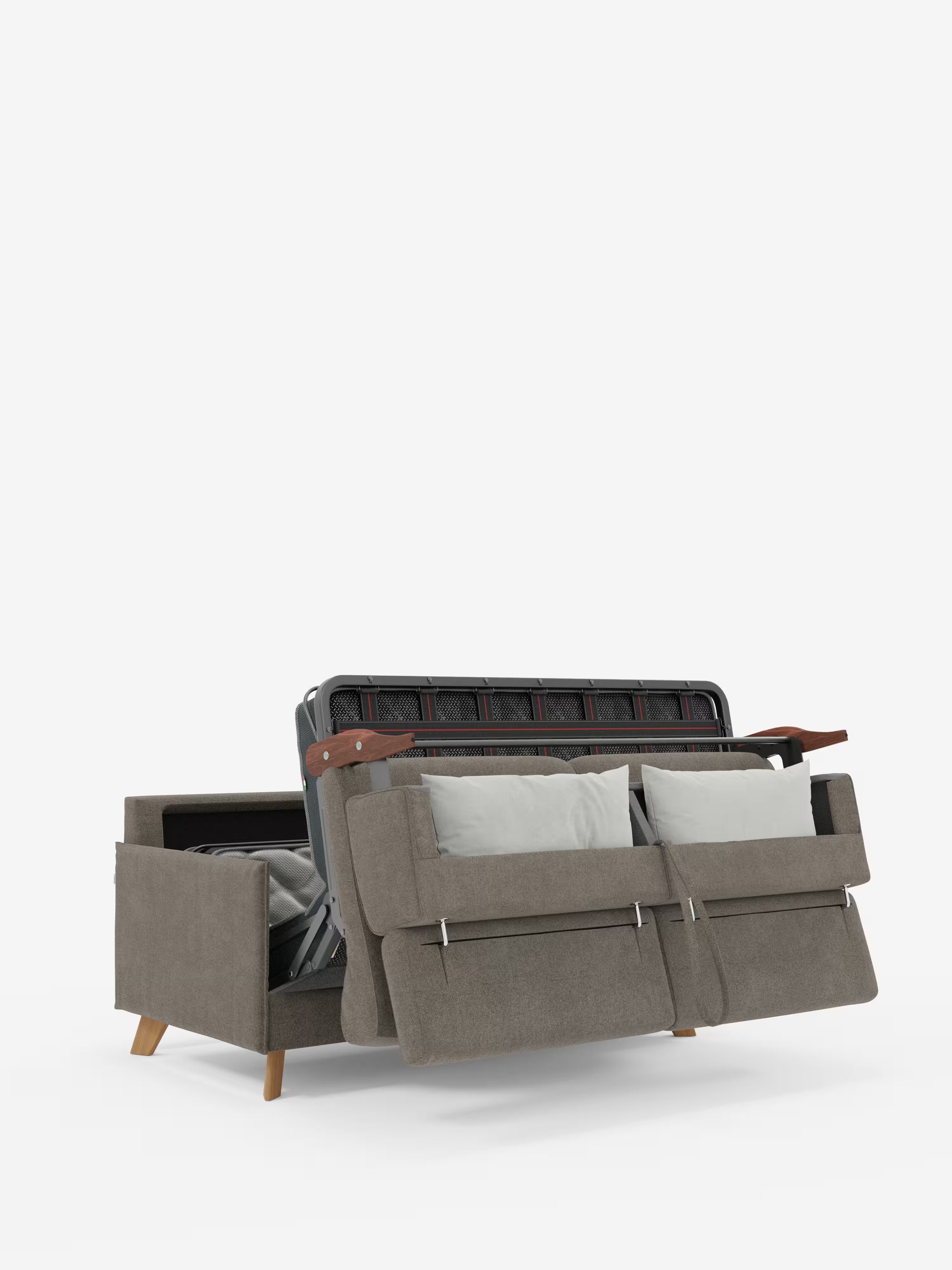 Sole Schlafsofa mit Matratze und verstellbaren Kopfstützen – elegantes Design, 100 % abziehbarer Bezug aus fleckenabweisendem Stoff T23