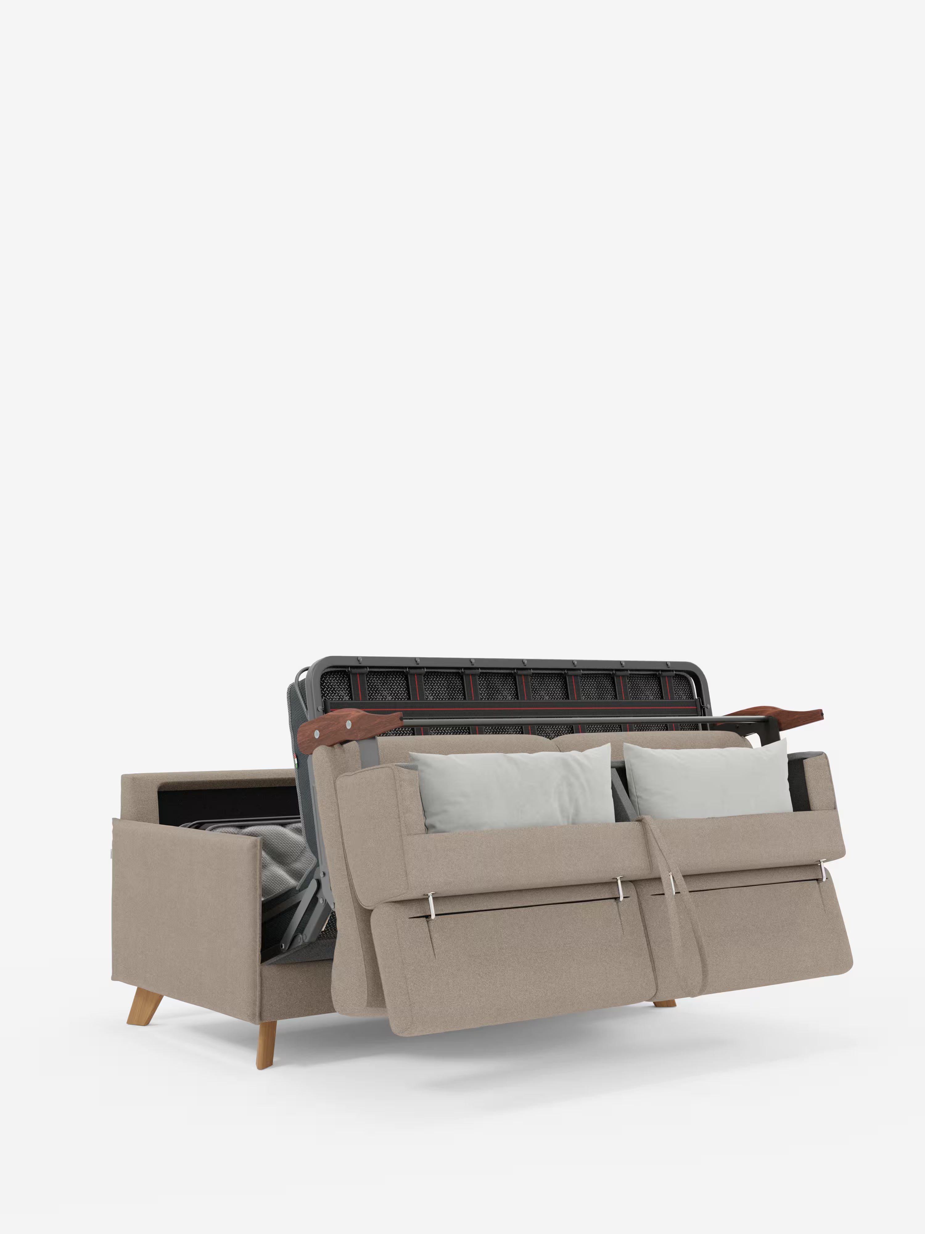Sole Schlafsofa mit Matratze und verstellbaren Kopfstützen – elegantes Design, 100 % abziehbarer Bezug aus fleckenabweisendem Stoff T23