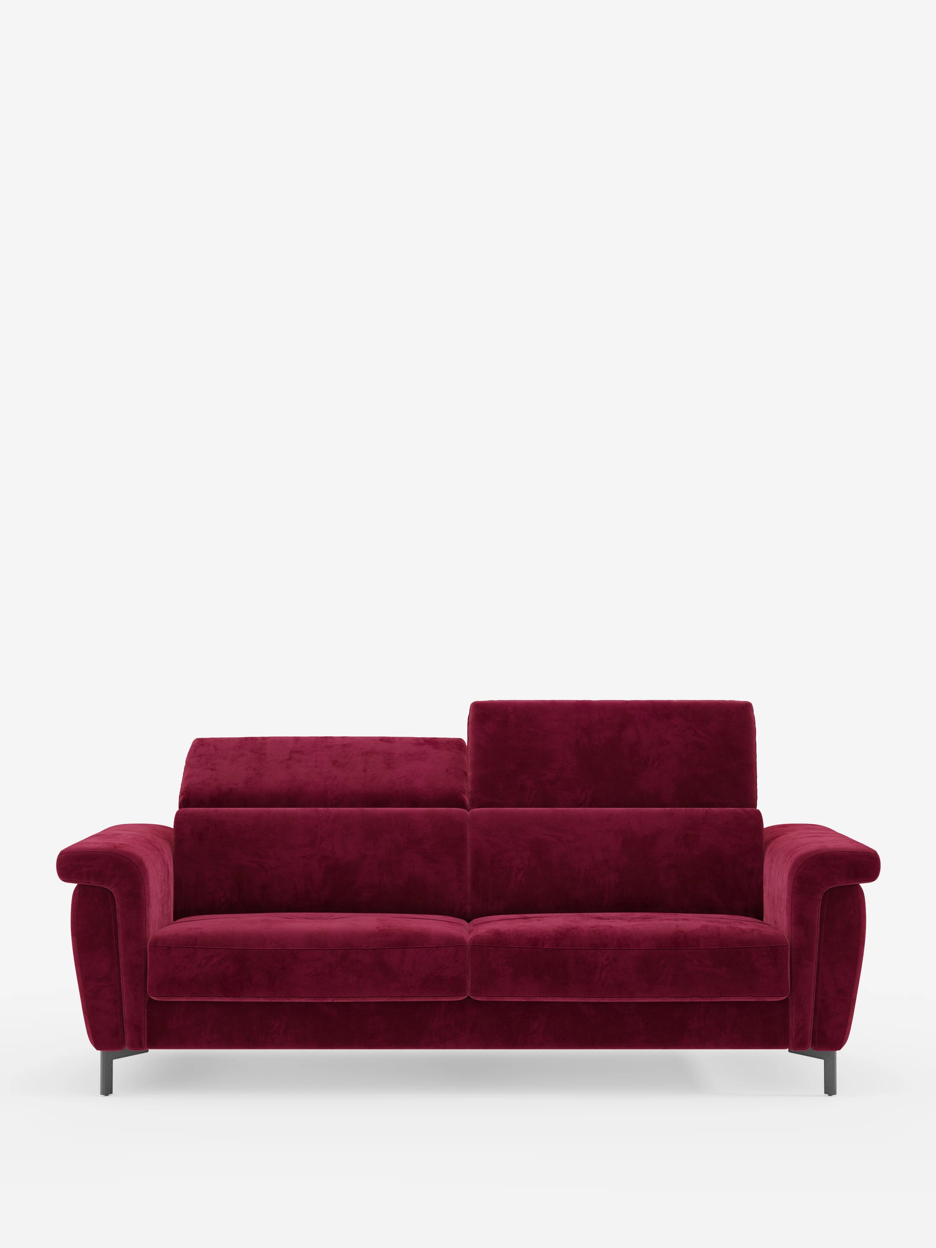 Capri – Design-Schlafsofa mit hohen Füßen – verstellbare Kopfstützen aus edlem, fleckenabweisendem Stoff in Samtstoff T30