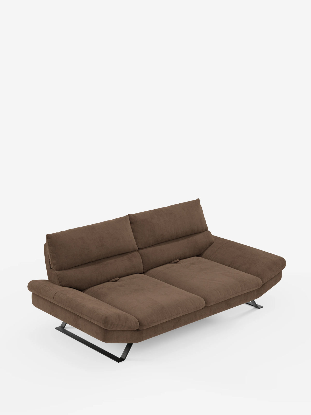 Vi presentiamo Eclipse, il moderno divano a 2 o 3 posti di Divani.Store, caratterizzato da sedute ampie e schienali inclinati con schienali traslanti per un comfort regolabile. Rivestito in elegante microfibra T11 resistente alle macchie e sostenuto da sottili gambe in metallo nero, questo divano contemporaneo vanta un design minimalista e dal profilo ribassato, che risalta su uno sfondo bianco a tinta unita.