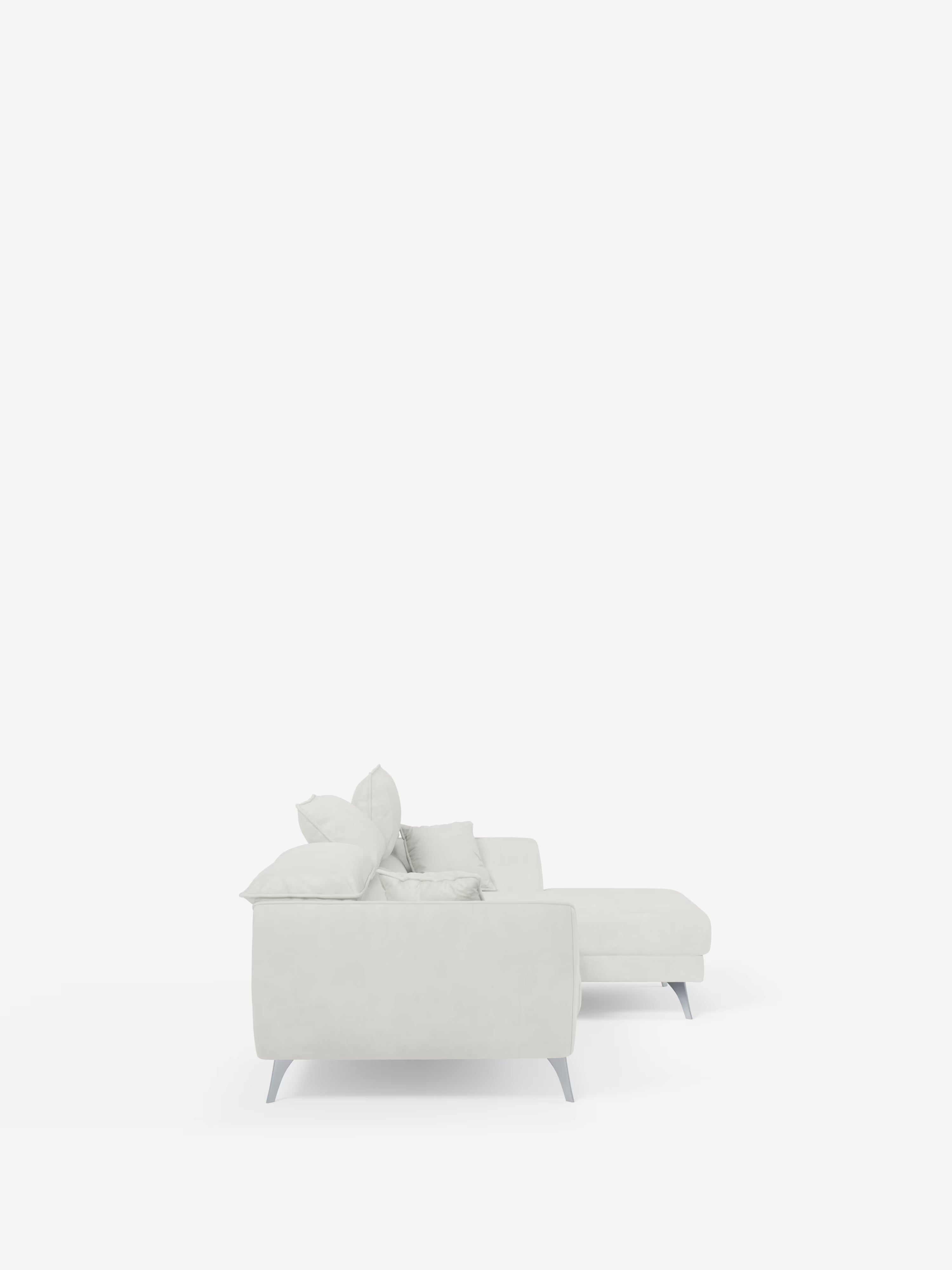 Michelangelo Ecksofa mit Chaise Longue und verschiebbaren Sitzen - verstellbaren Kopfstützen aus raffiniertem, fleckenabweisendem Stoff in Samtoptik T30