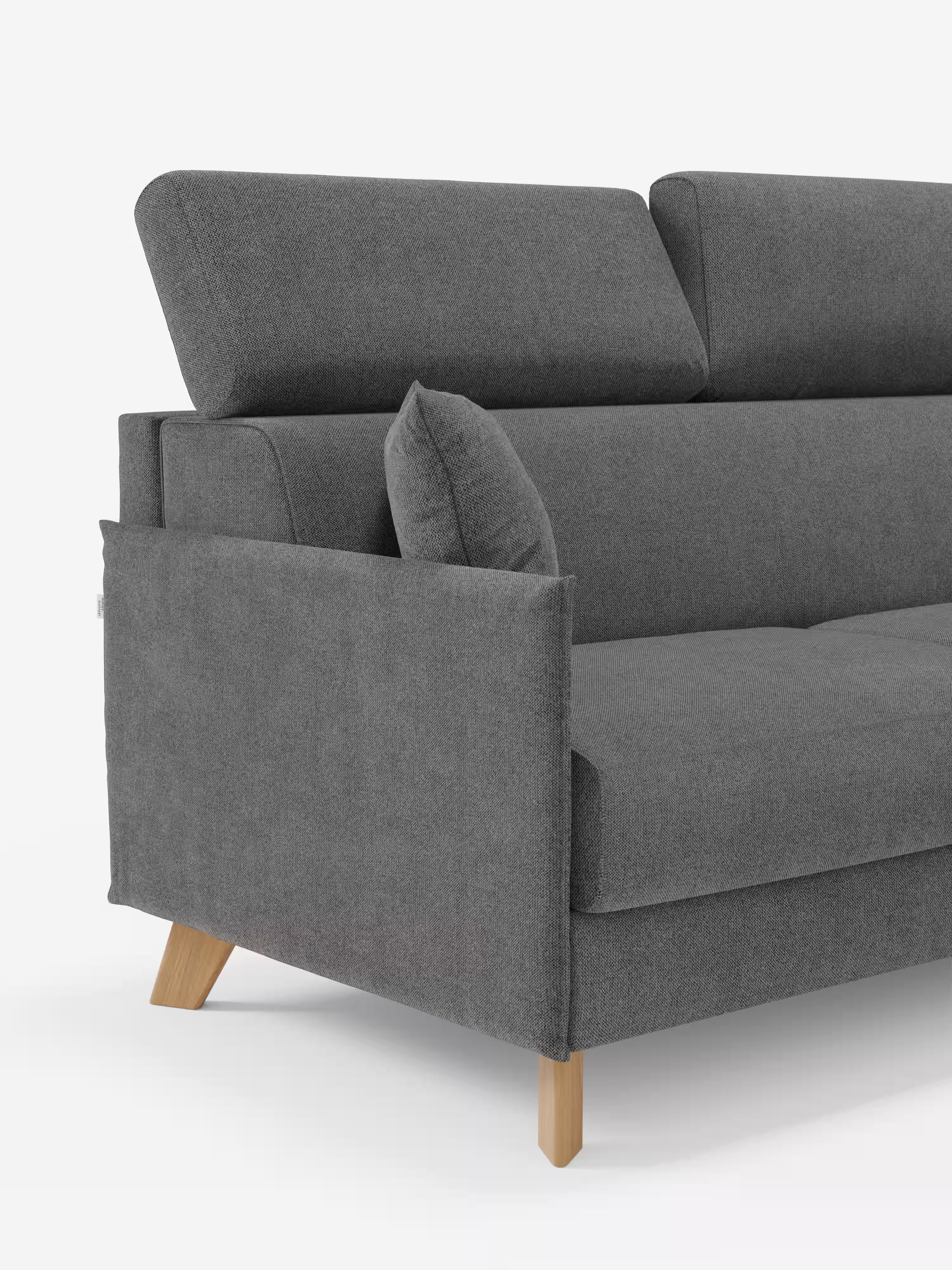 Sole Ecksofa mit Schlaffunktion mit Matratze Stauraum-Halbinsel und verstellbaren Kopfstützen – fleckenabweisender Stoff T23