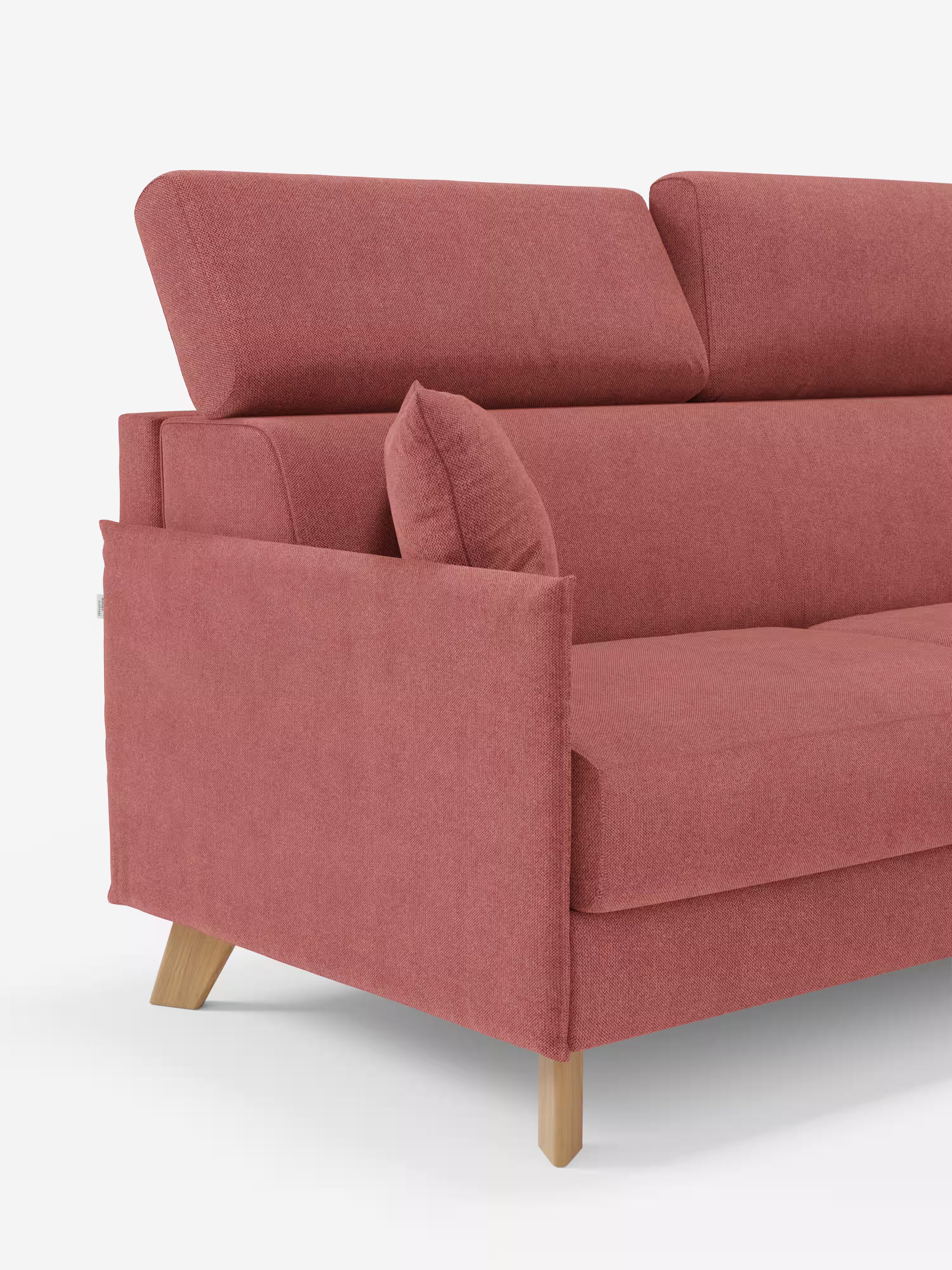 Sole Ecksofa mit Schlaffunktion mit Matratze Stauraum-Halbinsel und verstellbaren Kopfstützen – fleckenabweisender Stoff T23
