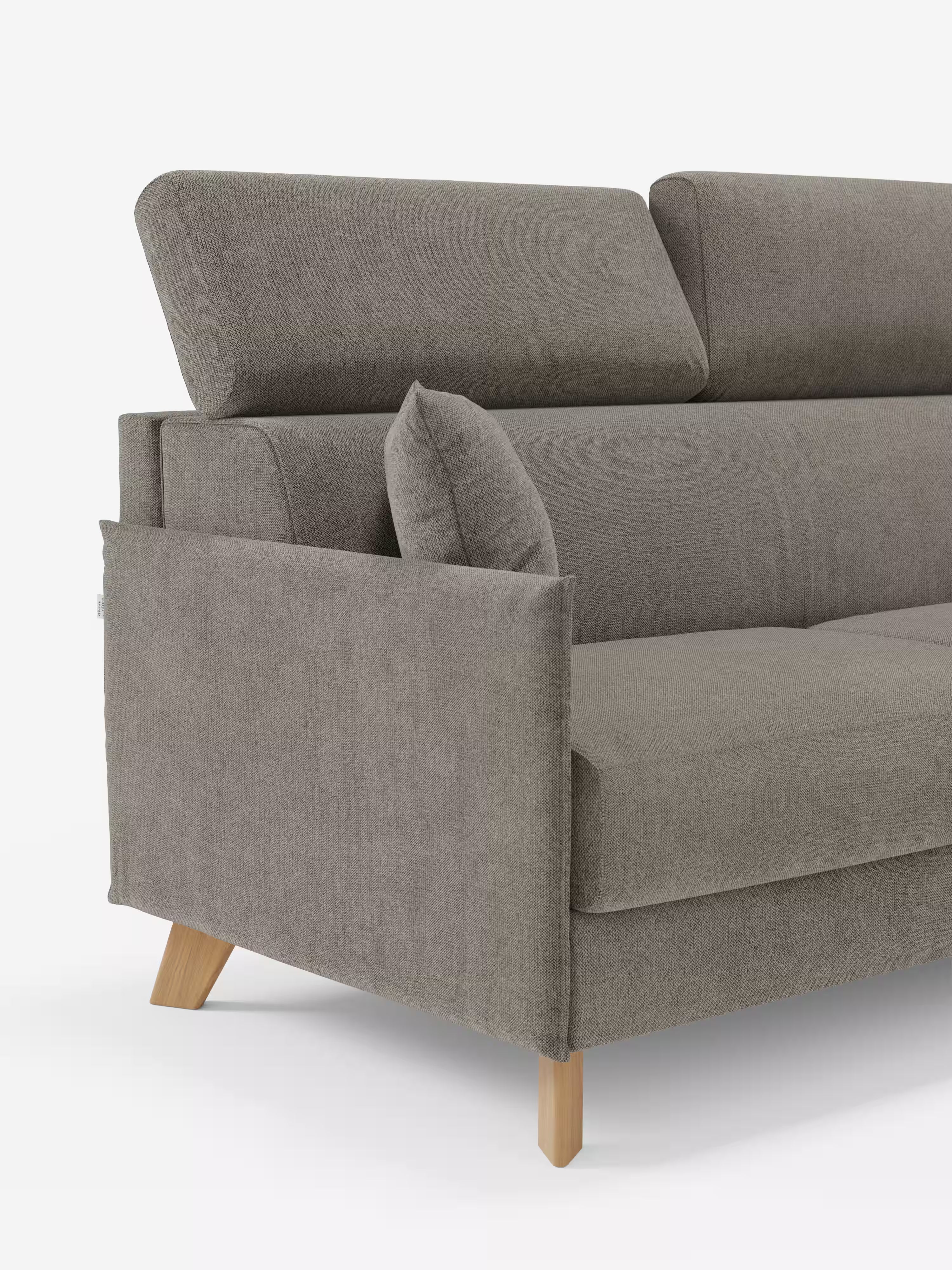 Sole Ecksofa mit Schlaffunktion mit Matratze Stauraum-Halbinsel und verstellbaren Kopfstützen – fleckenabweisender Stoff T23