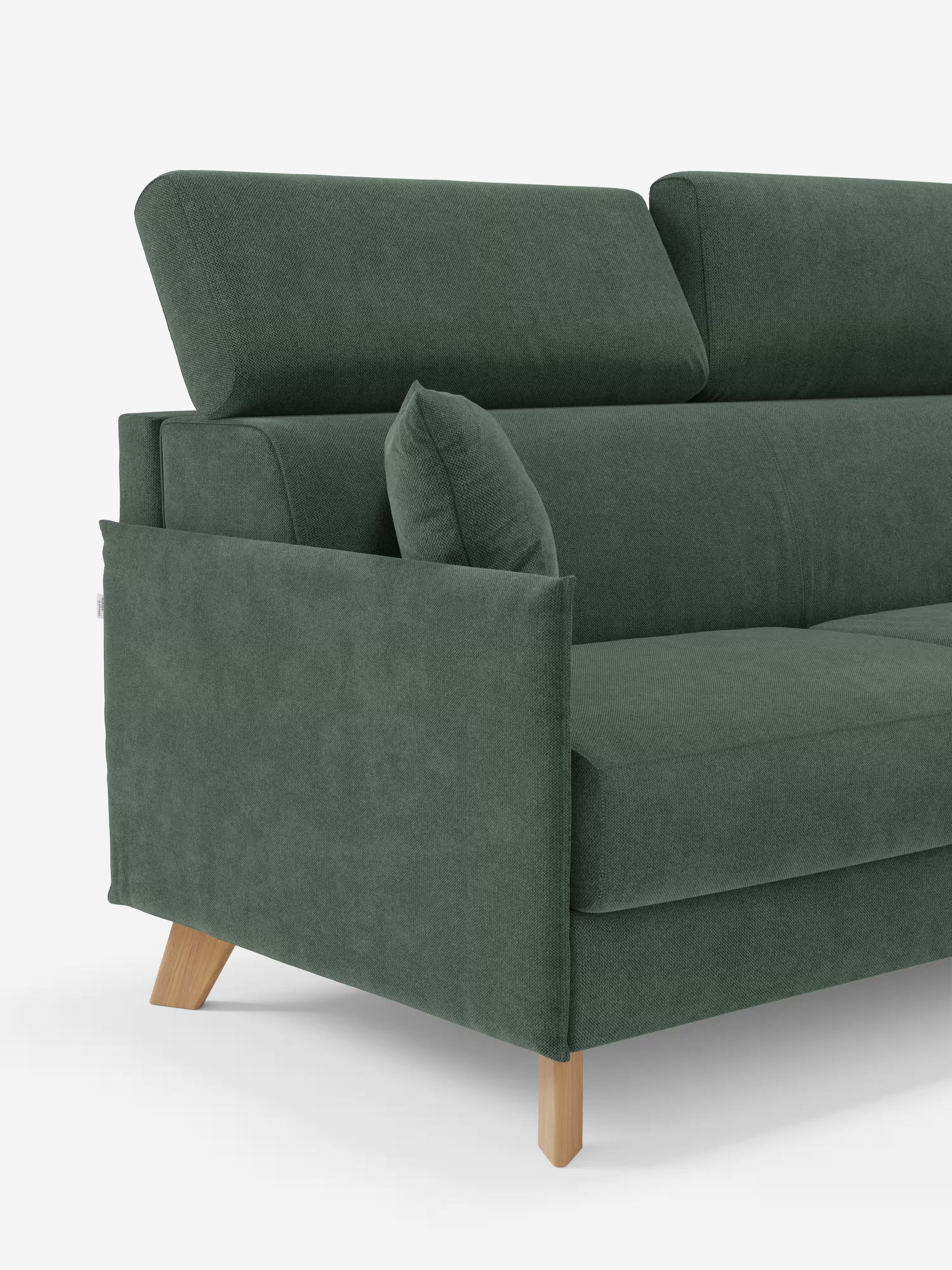 Sole Ecksofa mit Schlaffunktion mit Matratze Stauraum-Halbinsel und verstellbaren Kopfstützen – fleckenabweisender Stoff T23