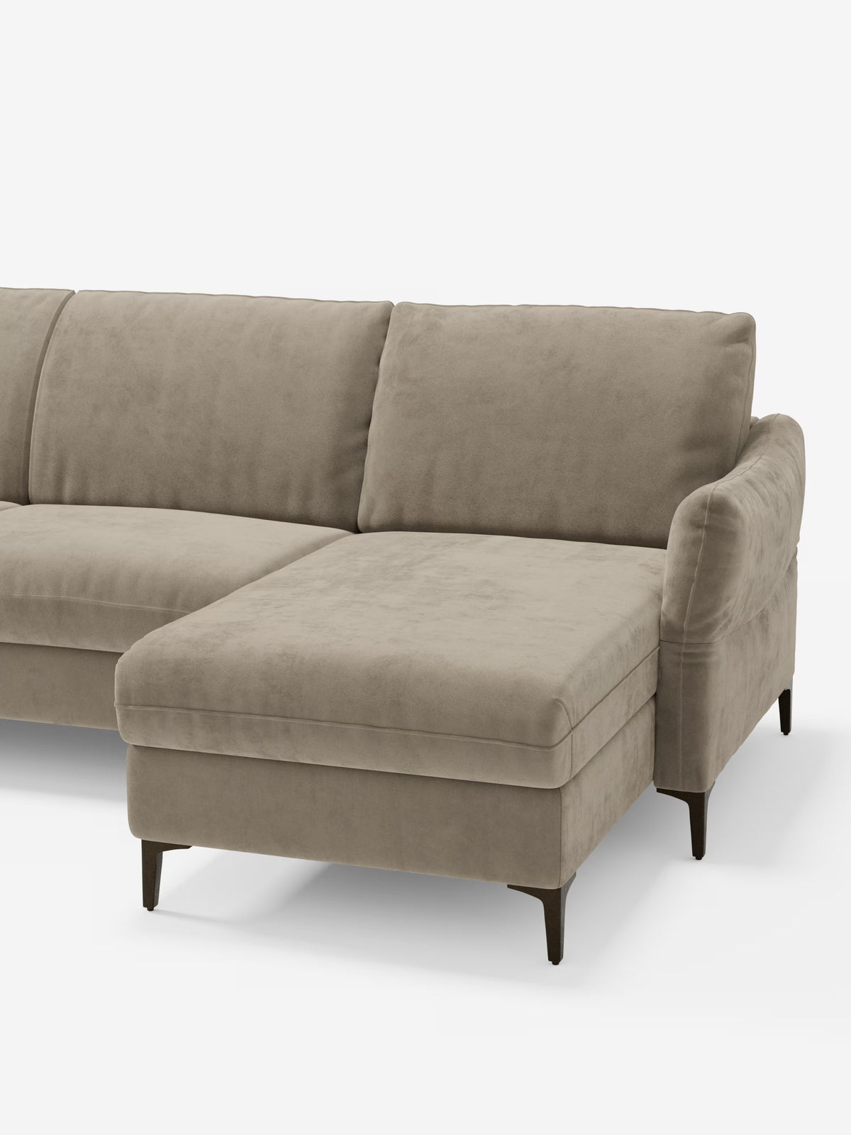Dalia schlafsofa mit Chaiselongue mit Stauraum und Matratze 18 cm hoch – hohe Füße und fleckenabweisender Stoff T30