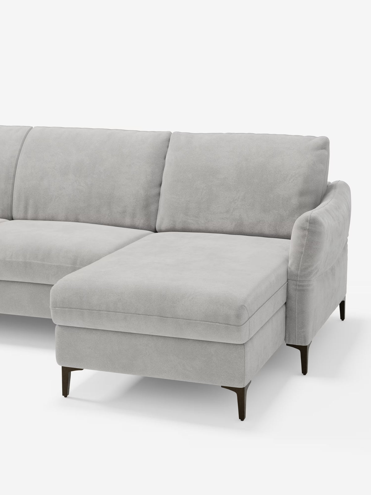Dalia schlafsofa mit Chaiselongue mit Stauraum und Matratze 18 cm hoch – hohe Füße und fleckenabweisender Stoff T30