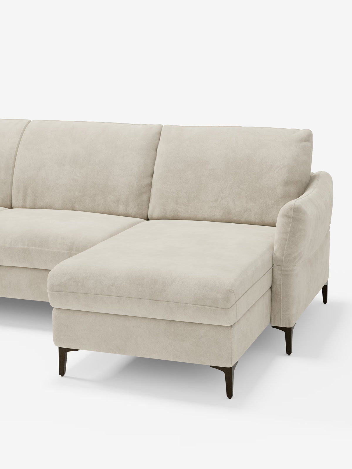 Dalia schlafsofa mit Chaiselongue mit Stauraum und Matratze 18 cm hoch – hohe Füße und fleckenabweisender Stoff T30