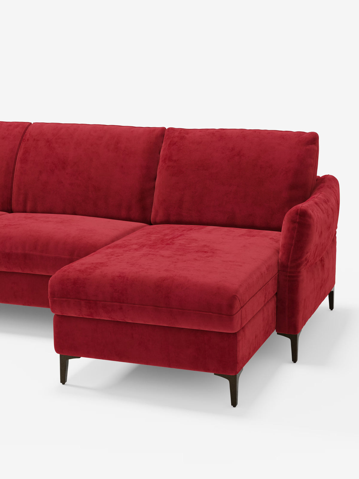 Dalia schlafsofa mit Chaiselongue mit Stauraum und Matratze 18 cm hoch – hohe Füße und fleckenabweisender Stoff T30