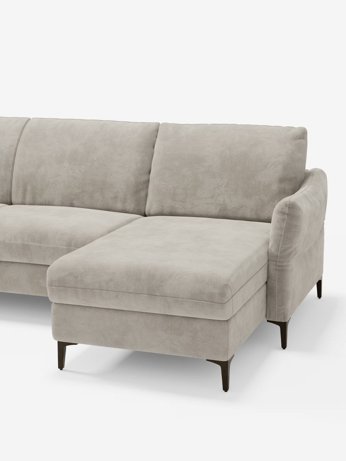 Dalia schlafsofa mit Chaiselongue mit Stauraum und Matratze 18 cm hoch – hohe Füße und fleckenabweisender Stoff T30