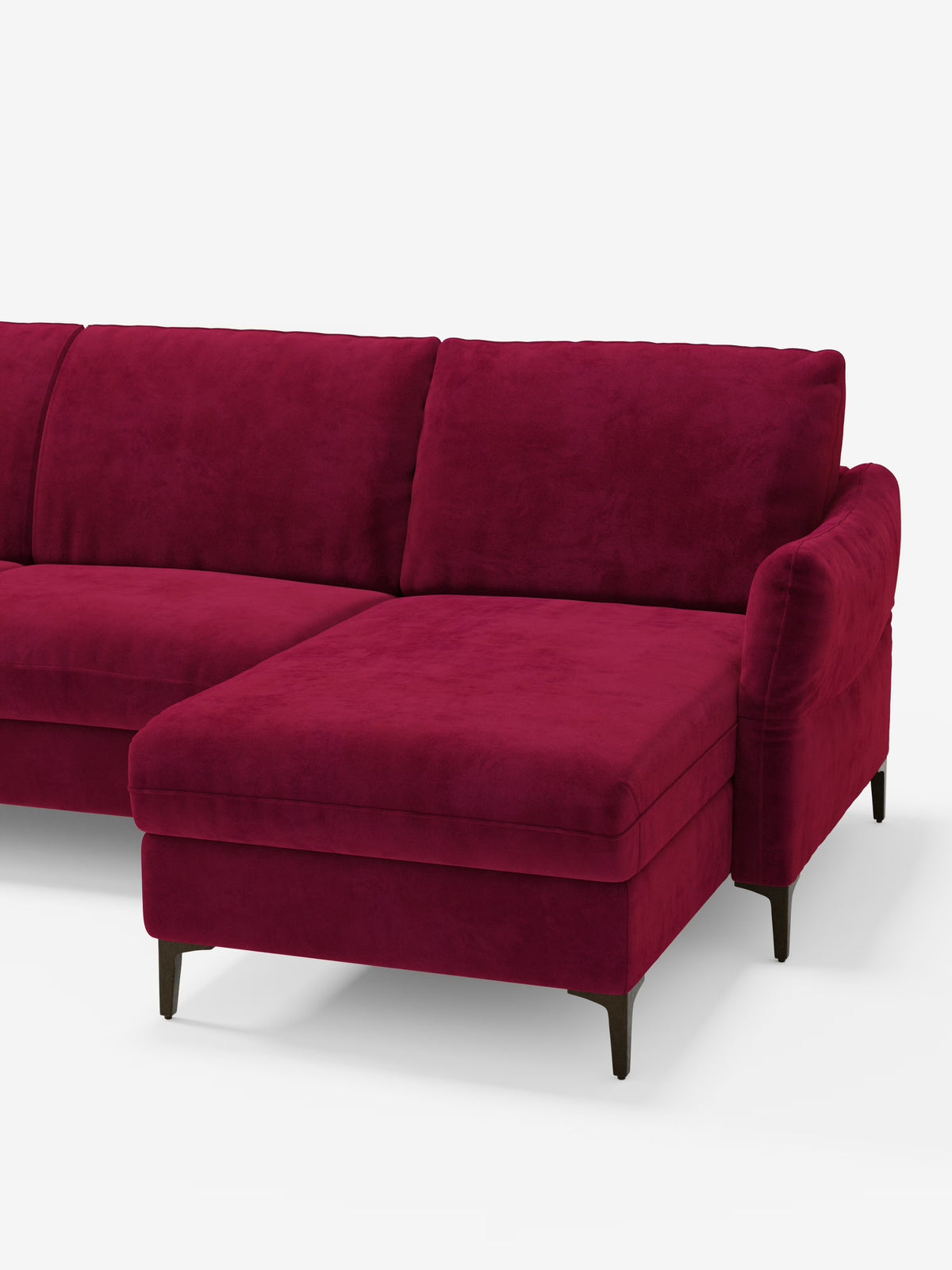 Dalia schlafsofa mit Chaiselongue mit Stauraum und Matratze 18 cm hoch – hohe Füße und fleckenabweisender Stoff T30