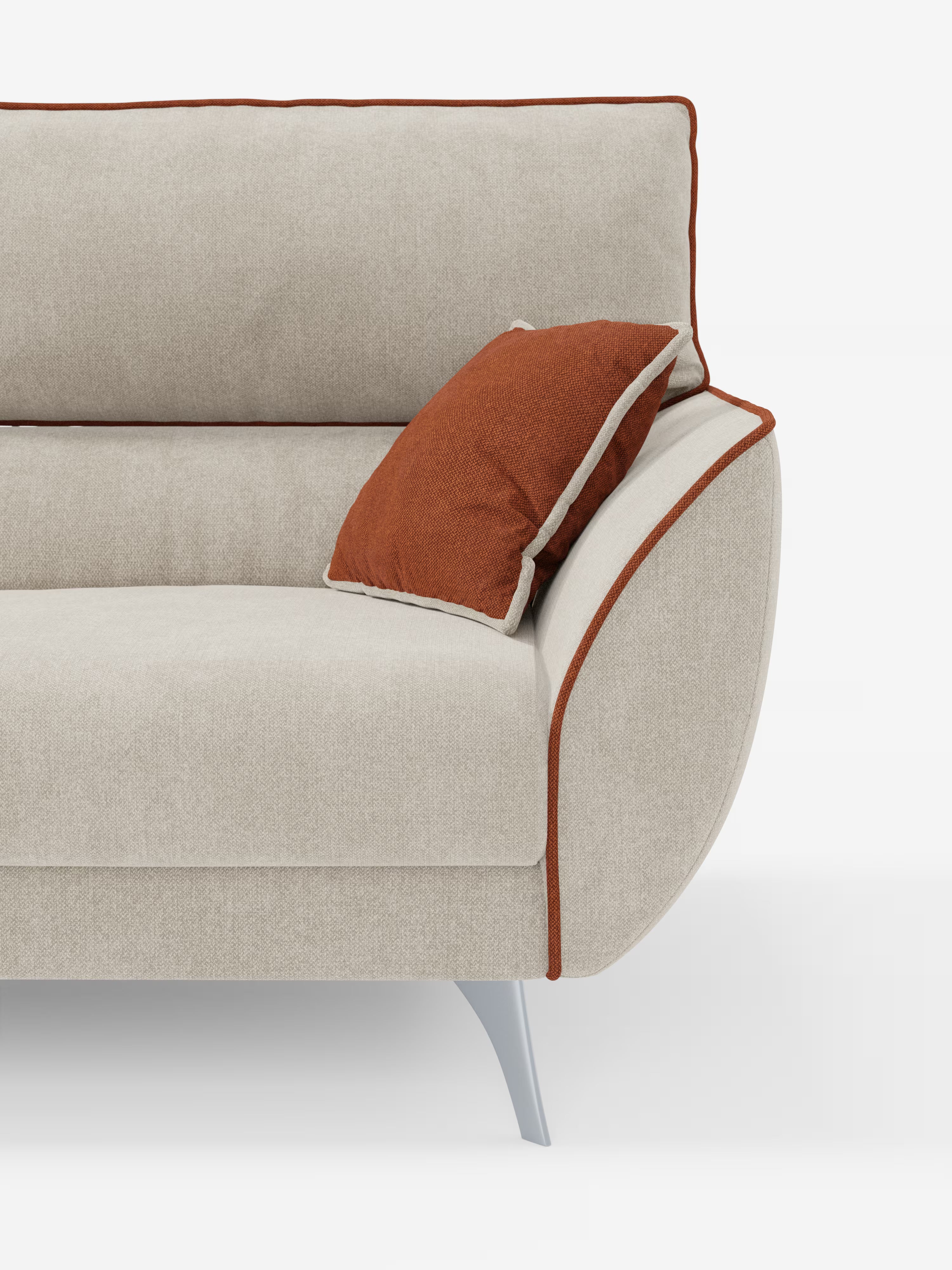 Michelangelo 4 Sitzer Zweifarbiges - Sofa mit 3 ausziehbaren Sitzen und verstellbaren Kopfstützen aus abwaschbarem Stoff T23 pfirsich-schieferblau