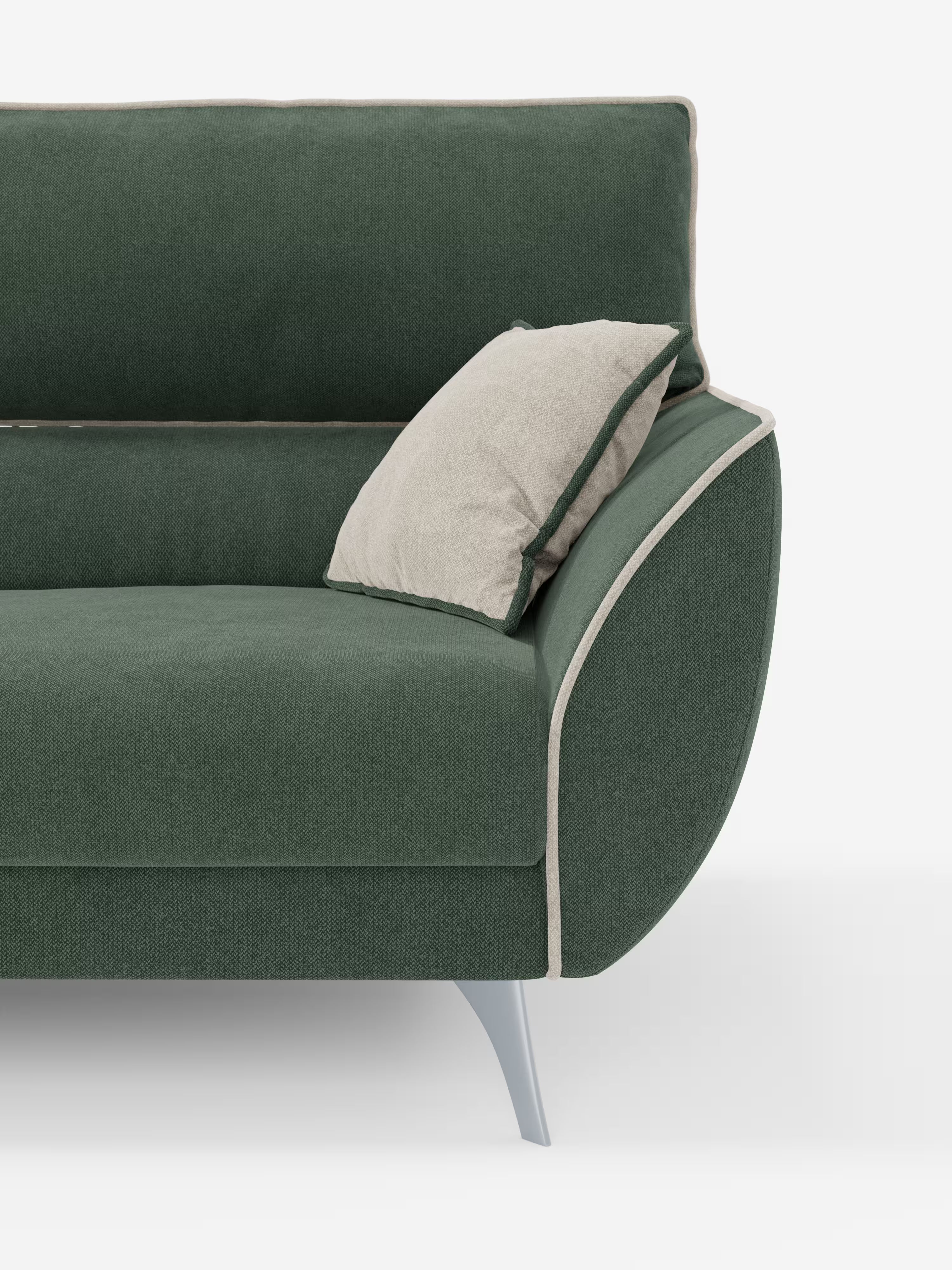 Michelangelo 4 Sitzer Zweifarbiges - Sofa mit 3 ausziehbaren Sitzen und verstellbaren Kopfstützen aus abwaschbarem Stoff T23 pfirsich-schieferblau